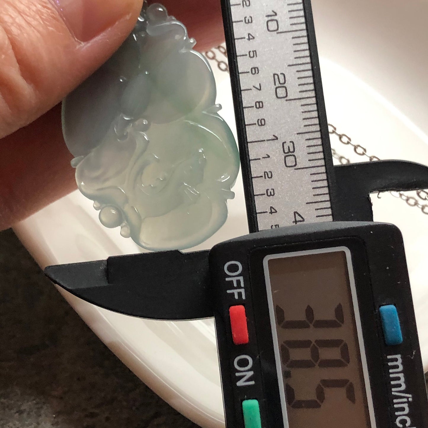 SALE: Grade A Icy Green Jadeite Jade Lotus Fish Flower with 18K White Gold Buckle and Diamonds