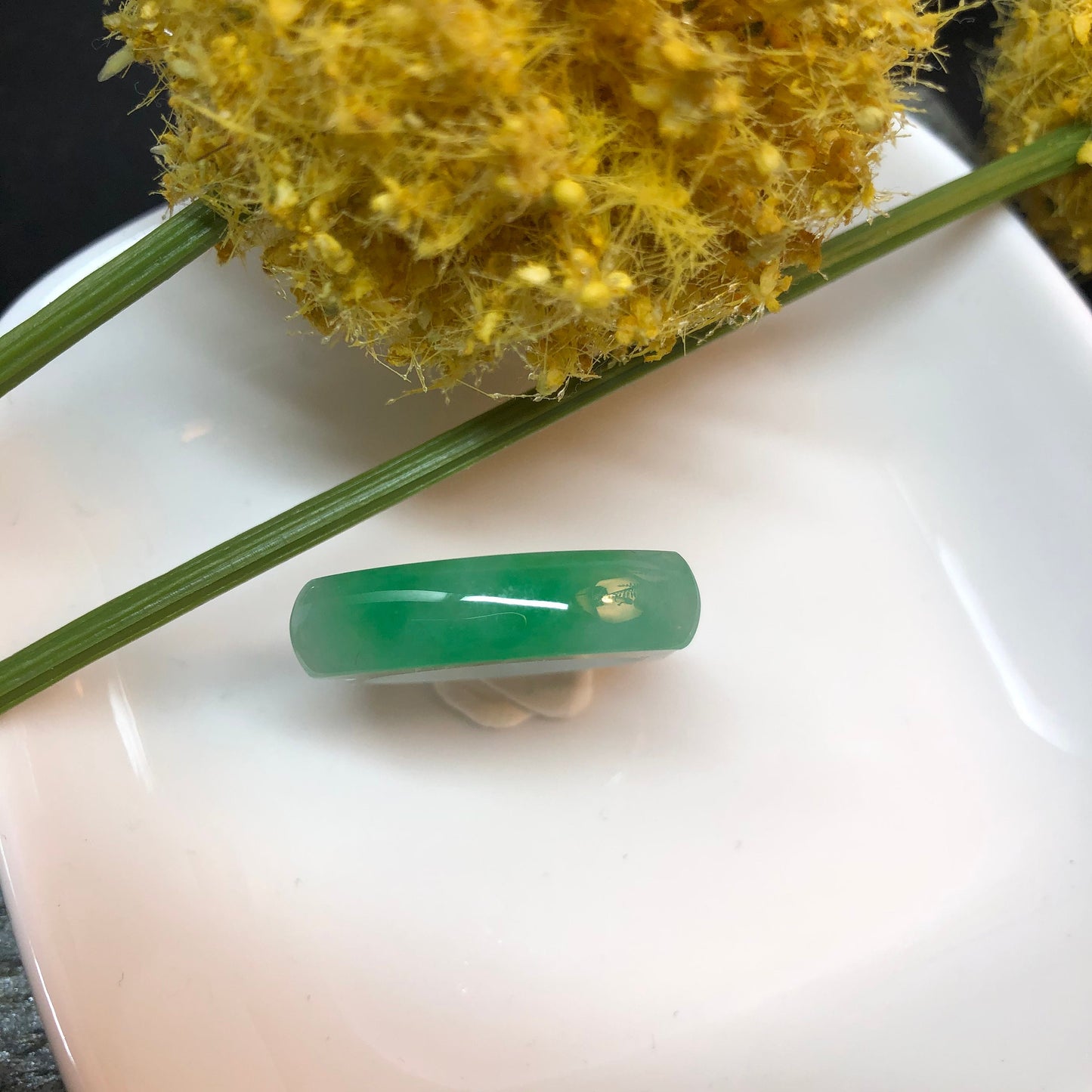 Certified Grade A Jadeite Jade Yang Green Ring