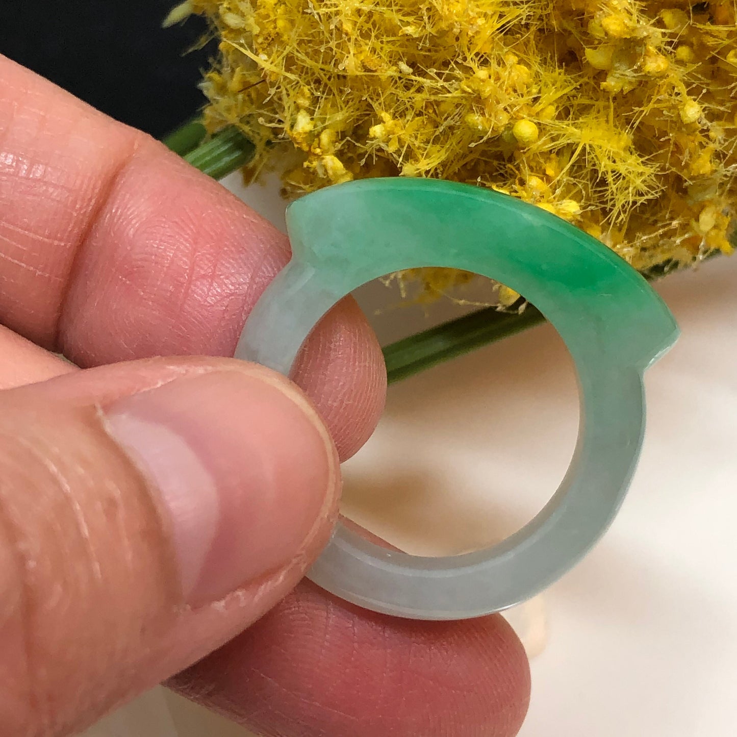 Certified Grade A Jadeite Jade Yang Green Ring