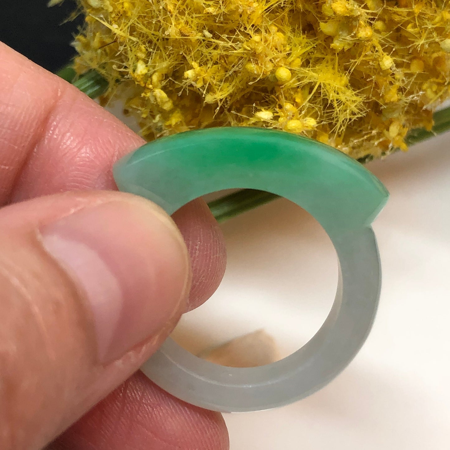 Certified Grade A Jadeite Jade Yang Green Ring
