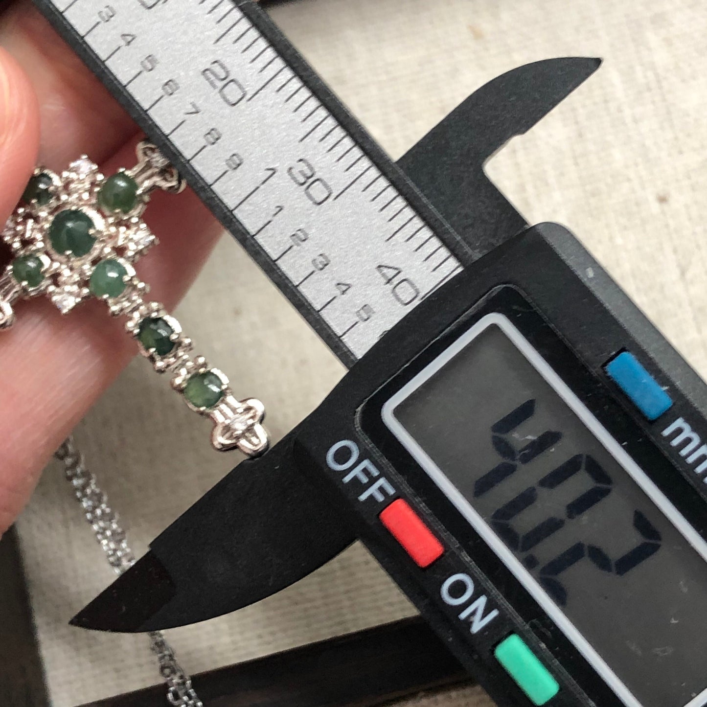 Myanmar Grade A Jadeite Jade Vintage Gothic Green Cross Pendant 925 Silver Necklace