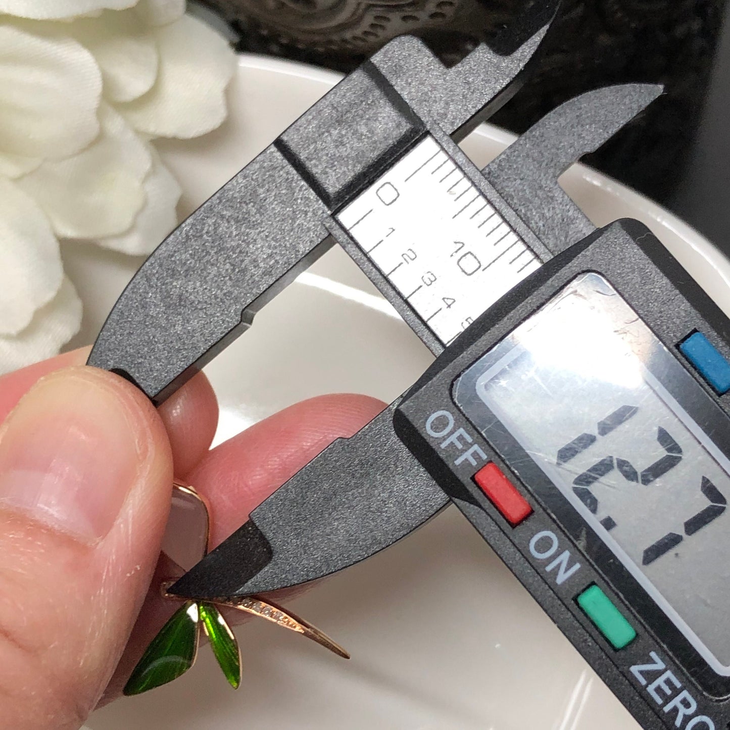 Certified Grade A Hetian Jade Dragonfly white Jadeite Pendant set on 18 K yellow gold