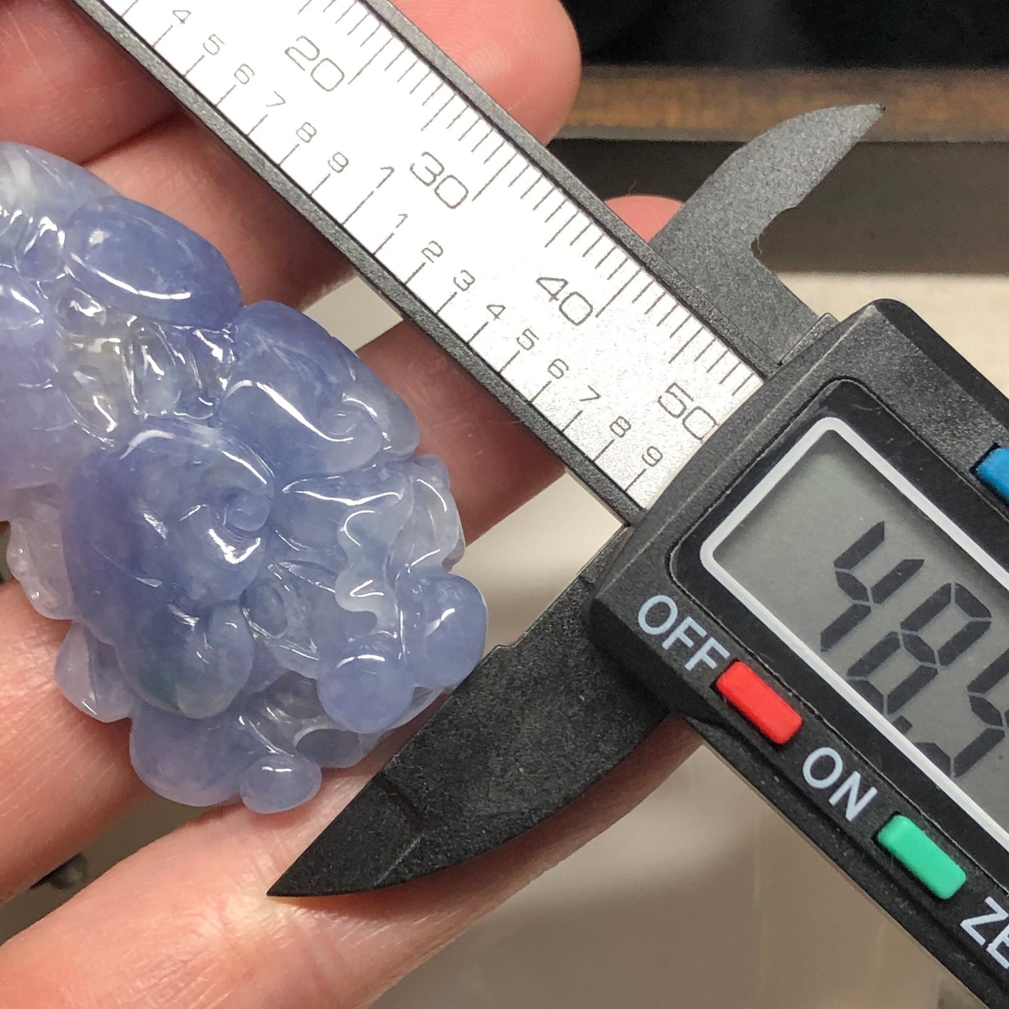 48.4mm Grade A Icy Lavender Carved Vegetable Flower Jadeite Jade Pendant