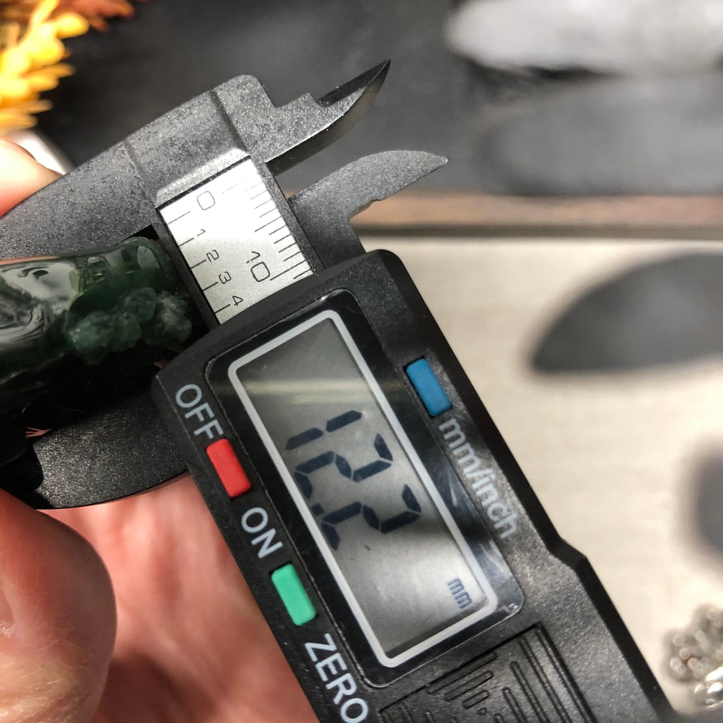 74mm blue water green Carved mountain hill Jadeite Jade display RARE