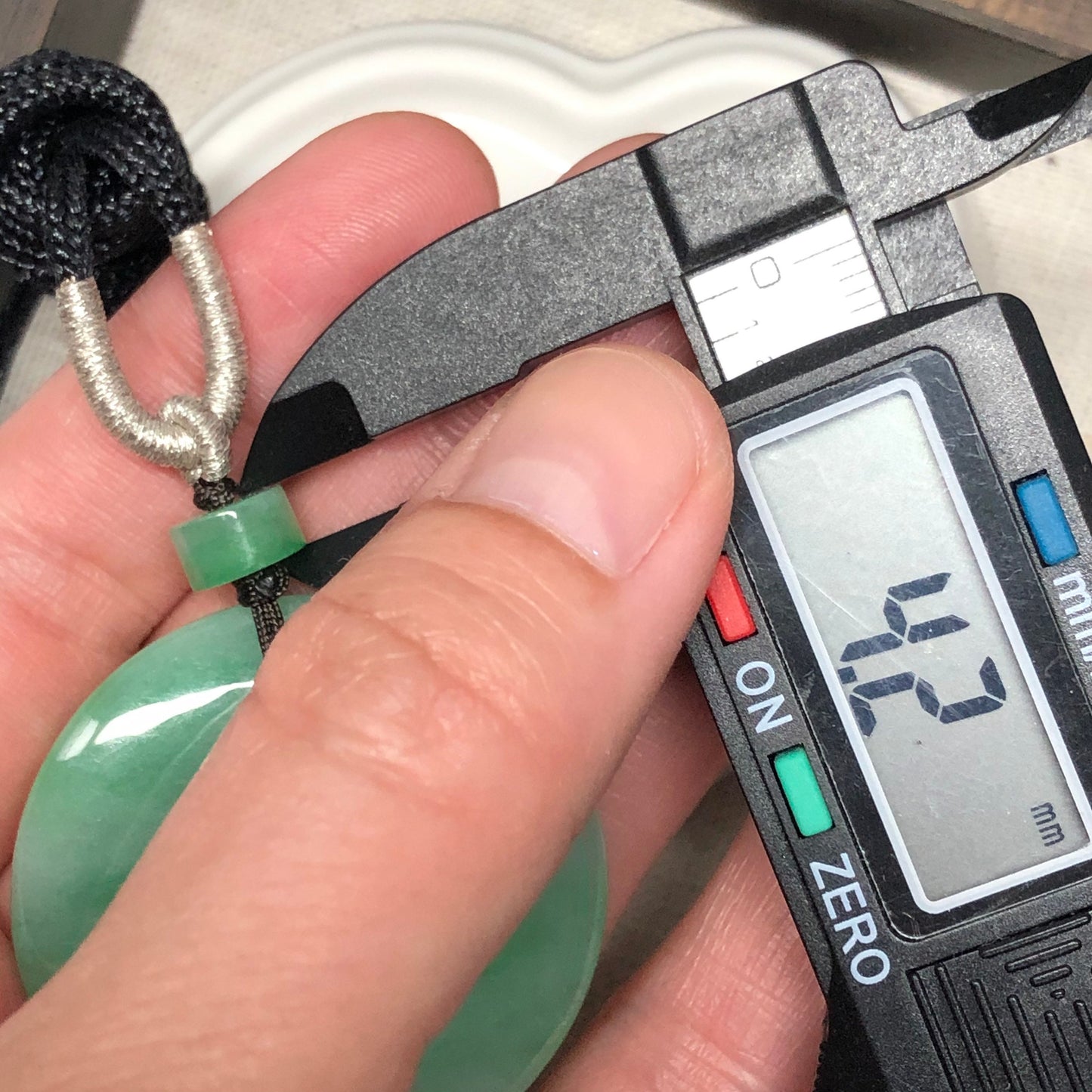 37.6mm Grade A Yang Green peace donut Jadeite Jade Pendant