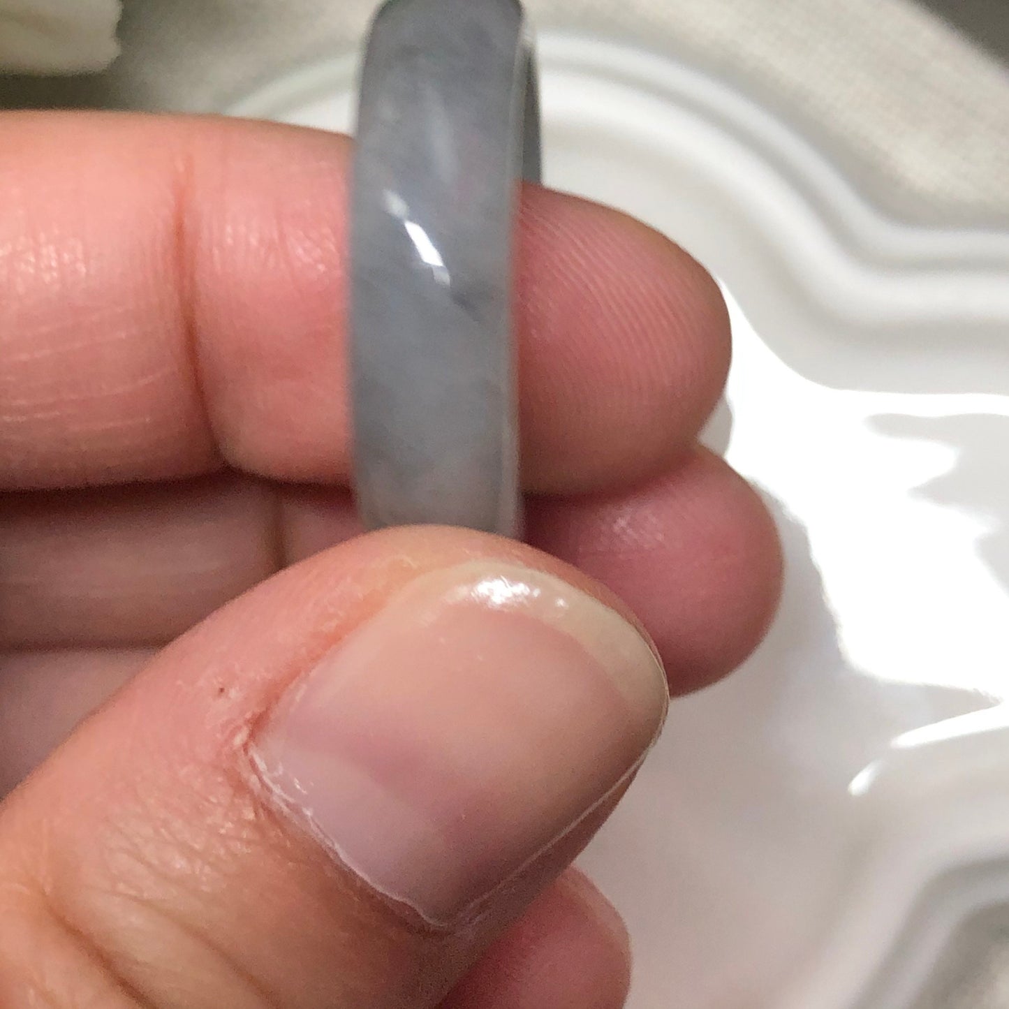 18.5 mm Grade A Wuji Jadeite Jade Ring Band with 925S Casing
