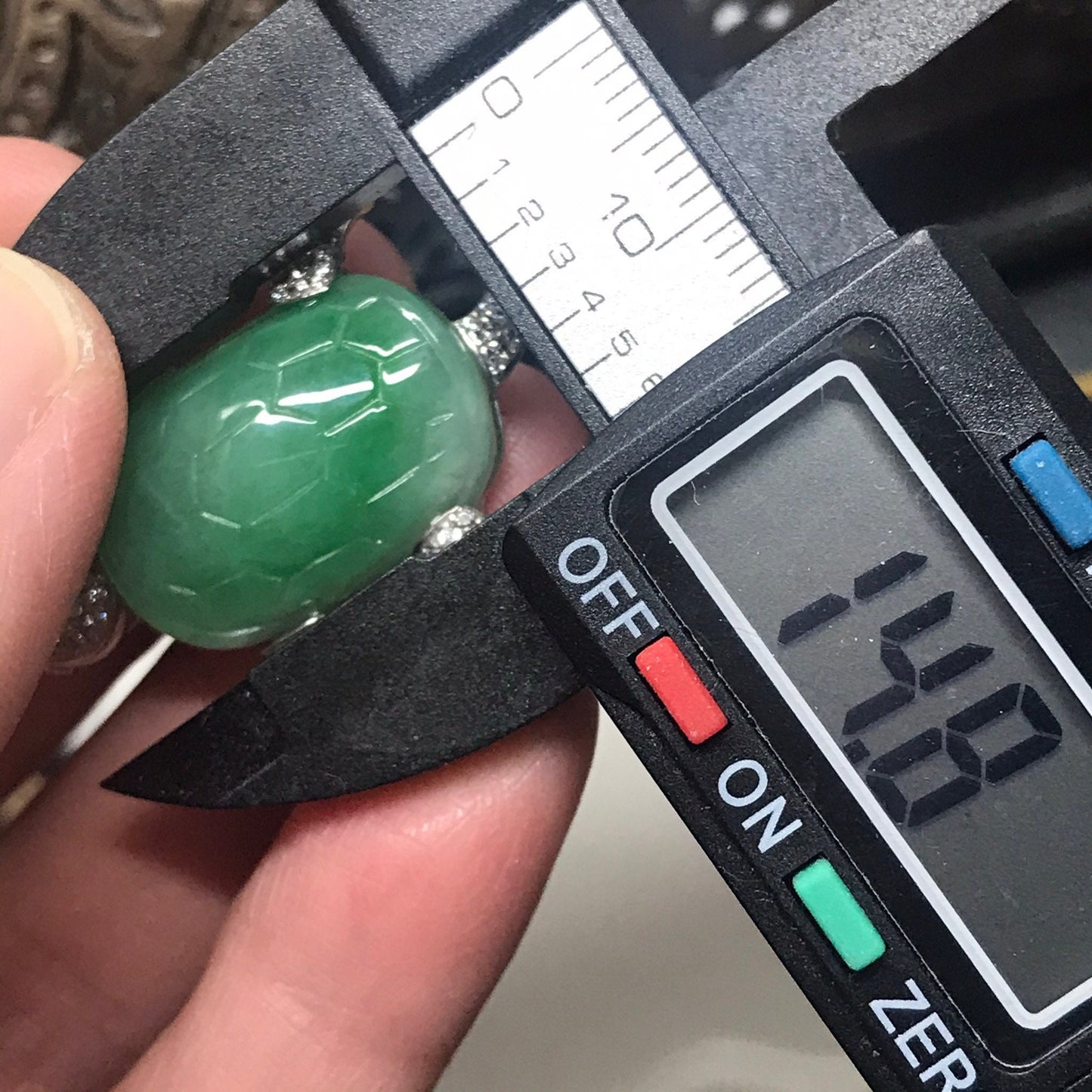 SALE: Grade A Green Jadeite Jade Unique Turtle Pendant 925 Silver