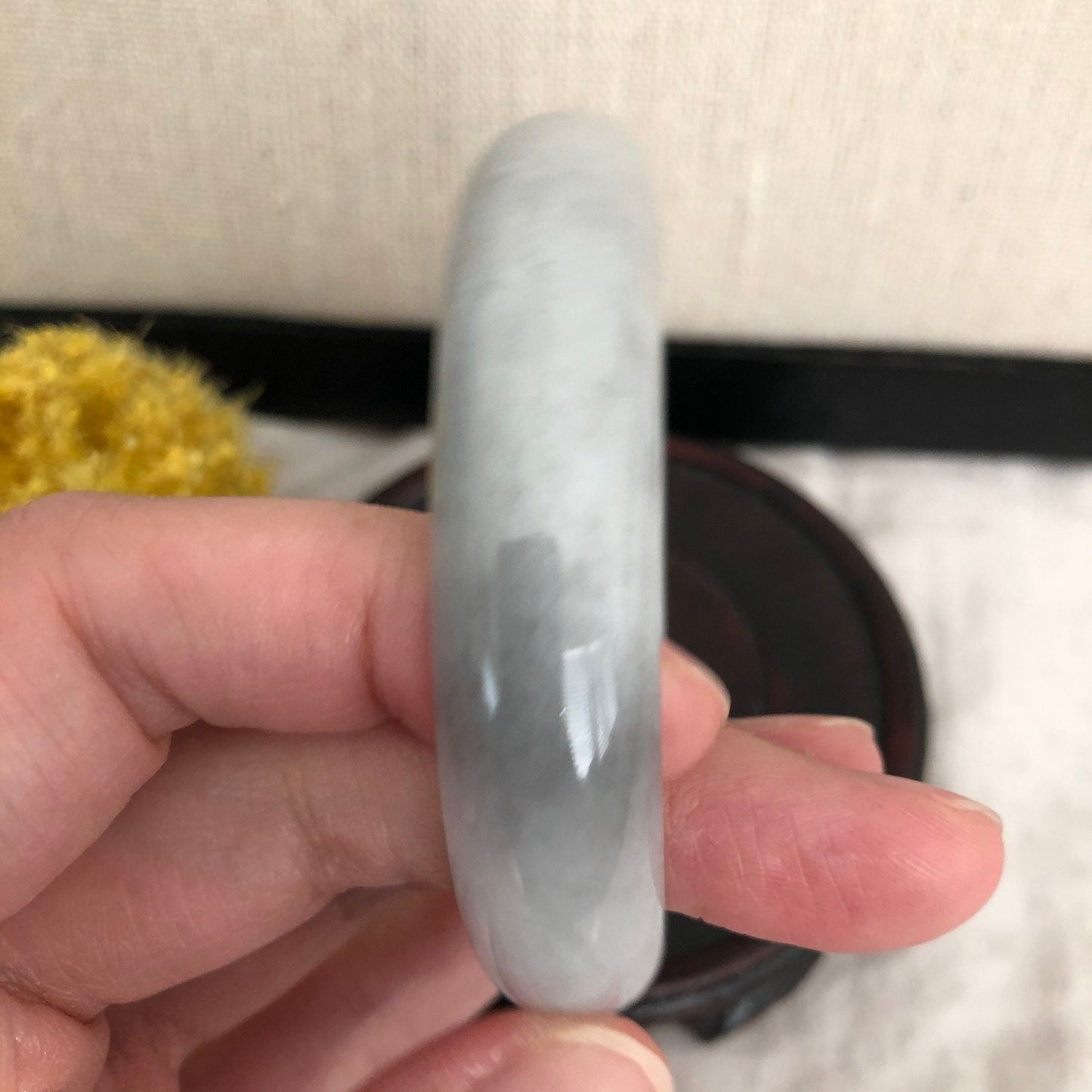 56mm Grade A Earthy Wuji Grey Oval SHAPED Jadeite Jade Bangle