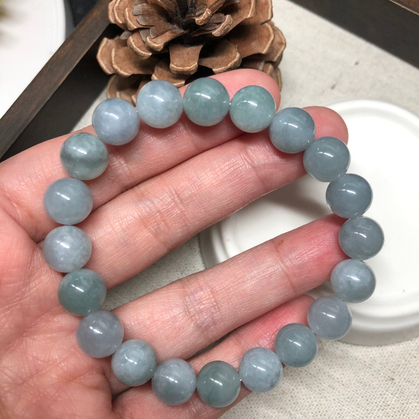 9.5 mm Grade A Sky Blue Bead Bracelet 9.5 mm x 19 bead bracelet
