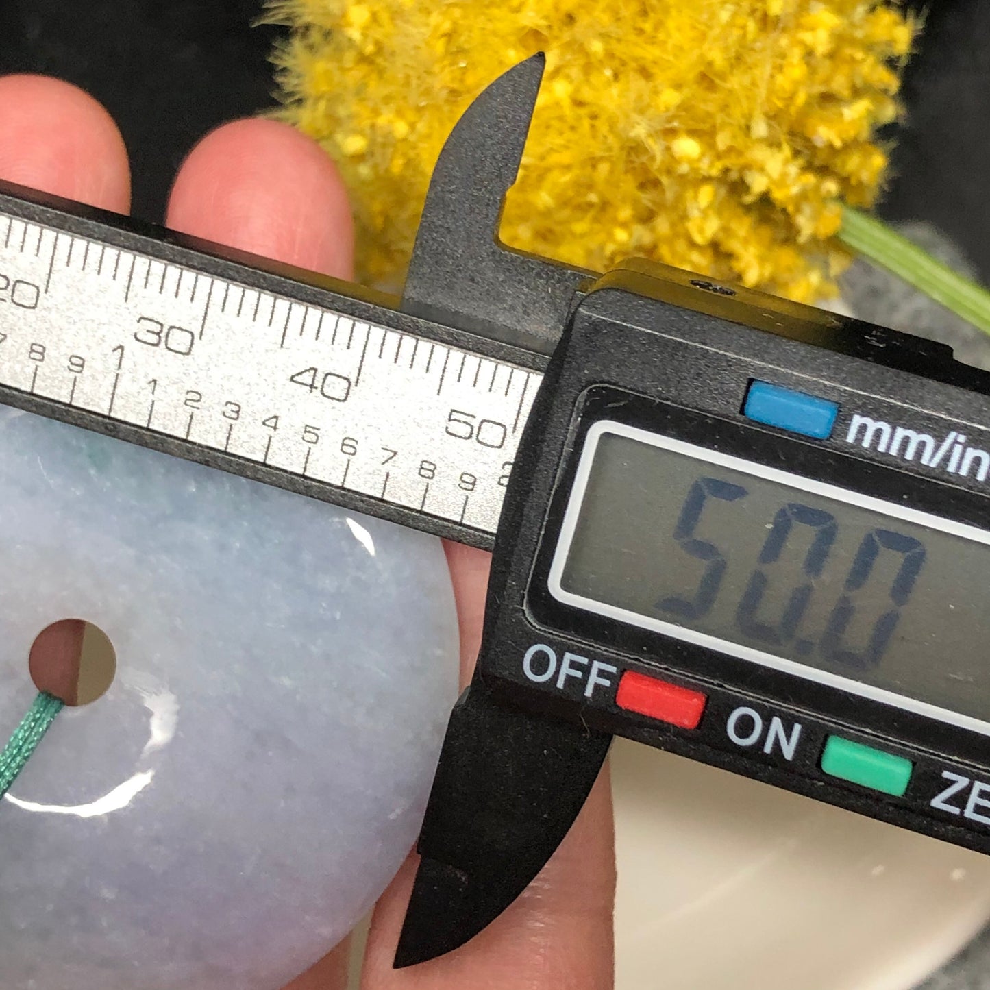 50mm Grade A BIG Green Lavender peace donut Jadeite Jade Pendant RARE