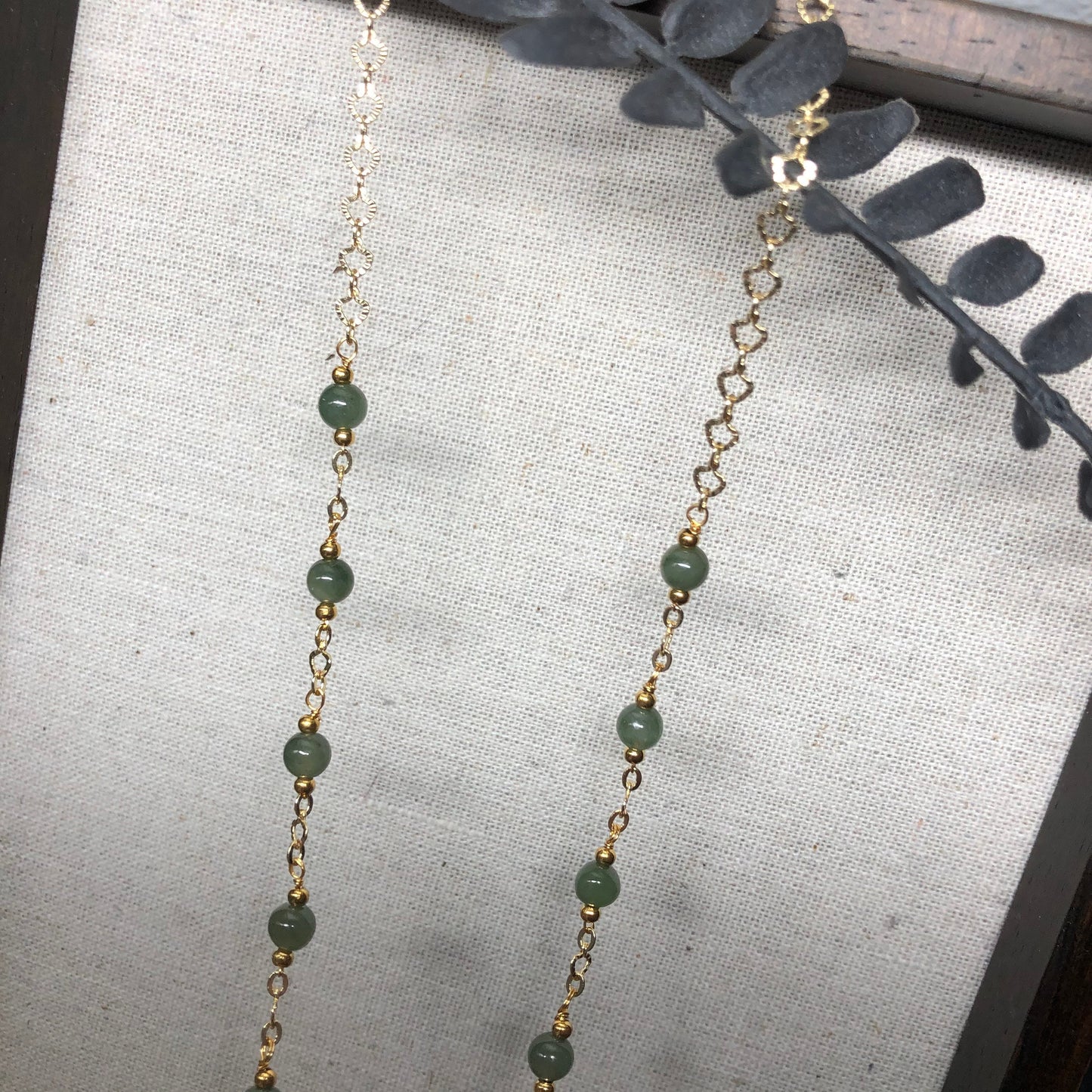 Myanmar Grade A Olive Green 5.2 mm Cabochon Jadeite Jade 14K Gold Necklace