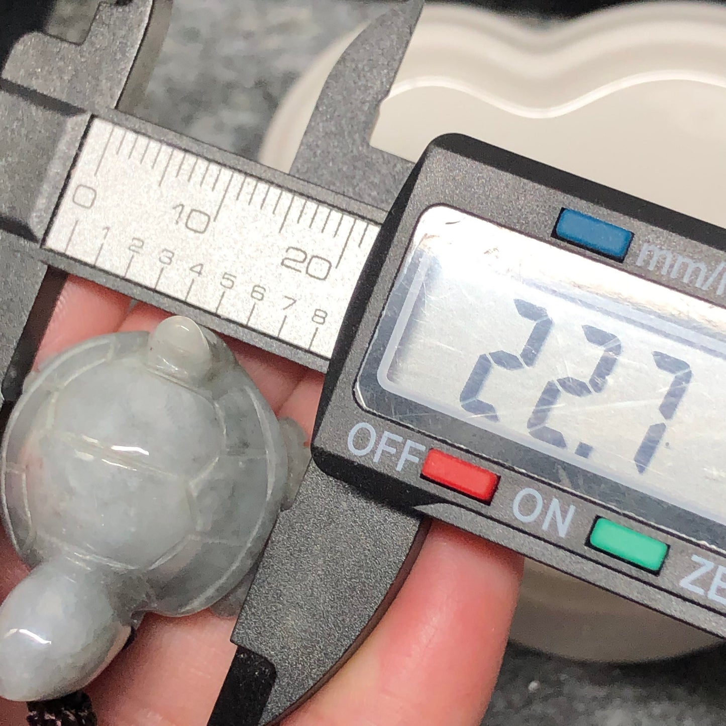 Certified Myanmar Grade A Jadeite Icy Wuji Grey Turtle Keychain or Pendant