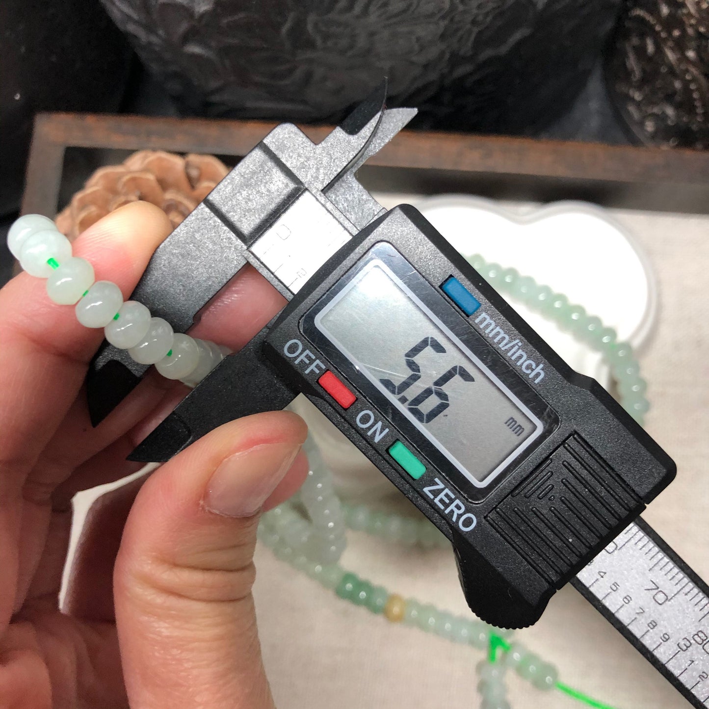 5.6 mm Grade A Icy Glutinous Light Green Jadeite Jade Flat Bead Bracelet