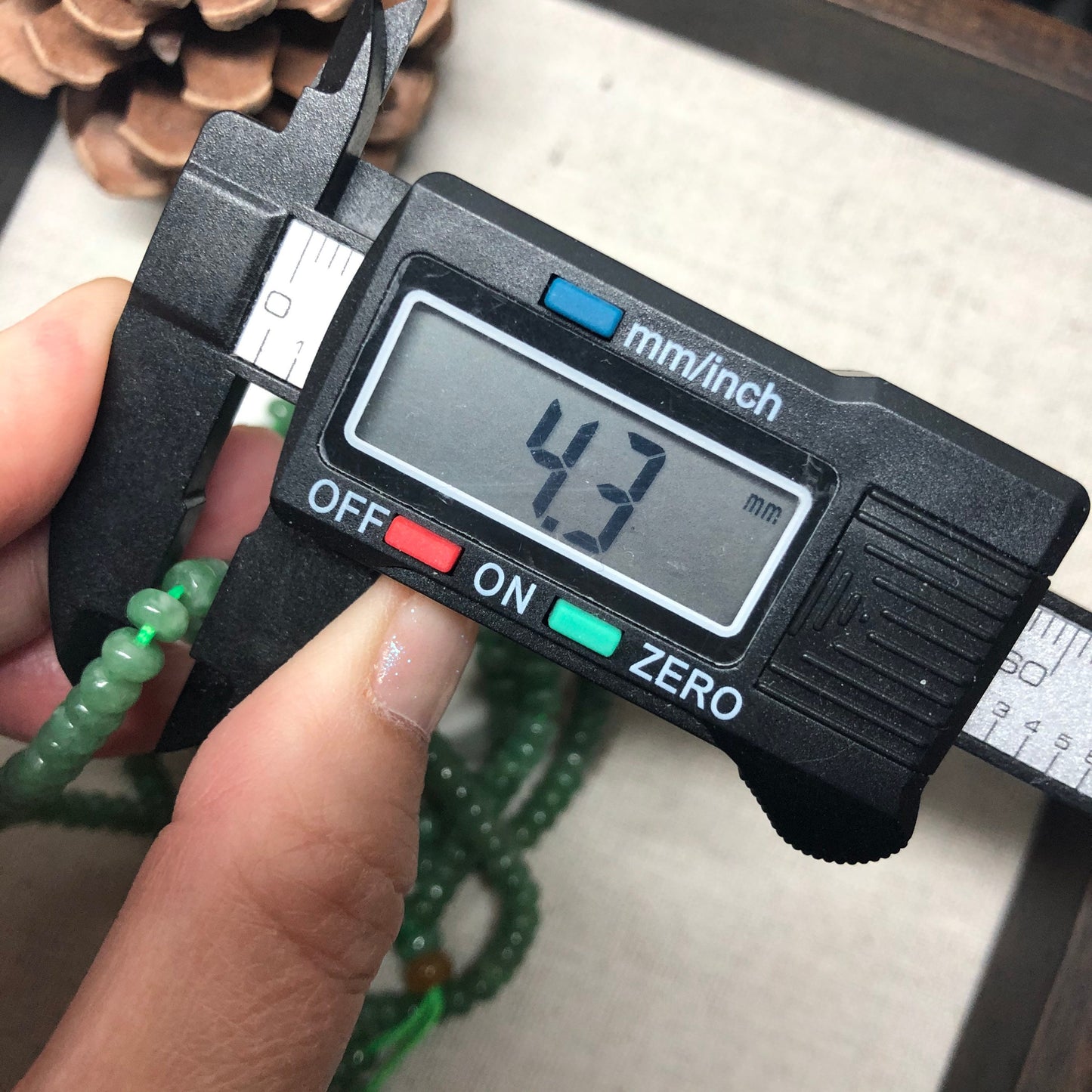 4.4 mm Grade A Mini Glutinous Green Jadeite Jade Flat Bead Bracelet 4.4 mm x 12 inches long