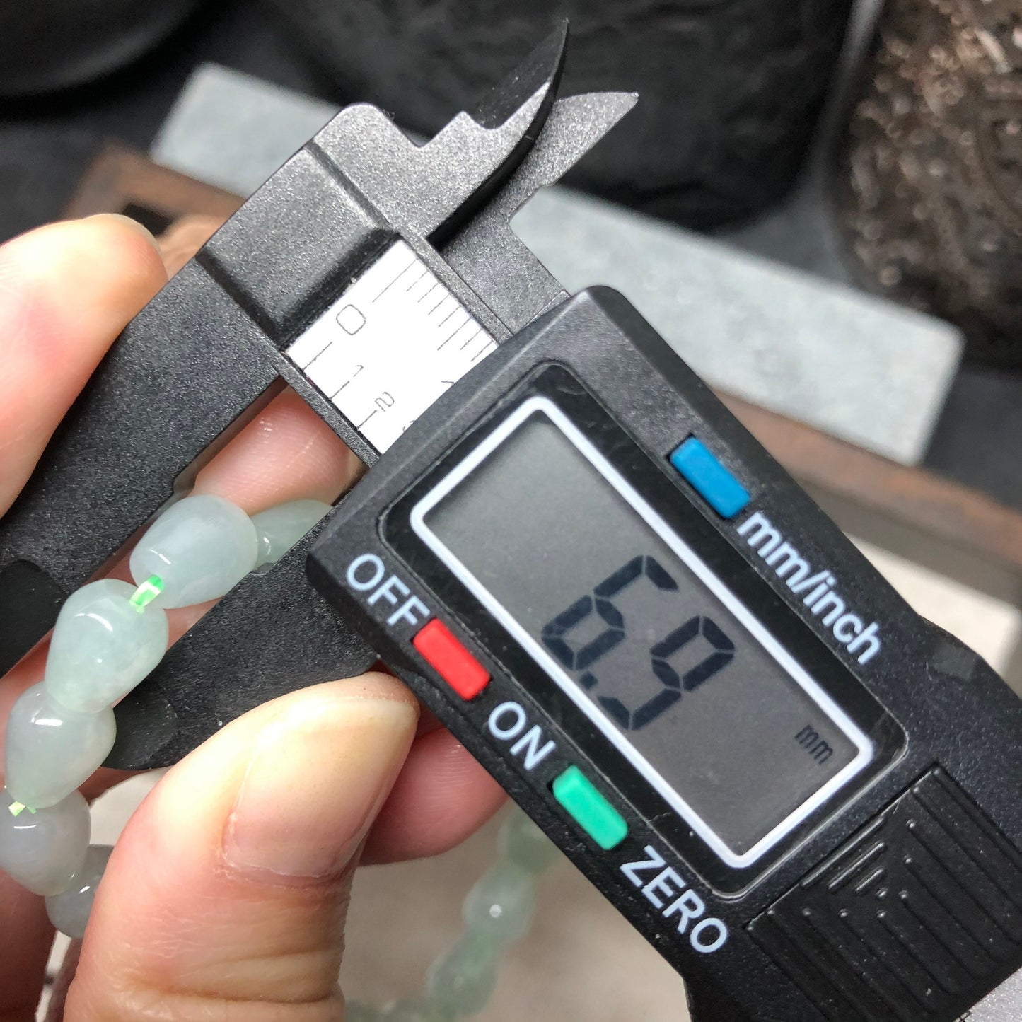 7 mm Grade A Icy Glutinous Tint Green Jadeite Jade Bead Bracelet 21 pcs.