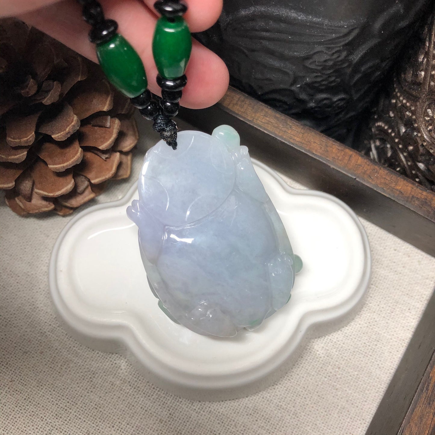 SALE: Certified Myanmar Grade A Carved Jadeite Jade Dragon Turtle Animal Pendant Medallion