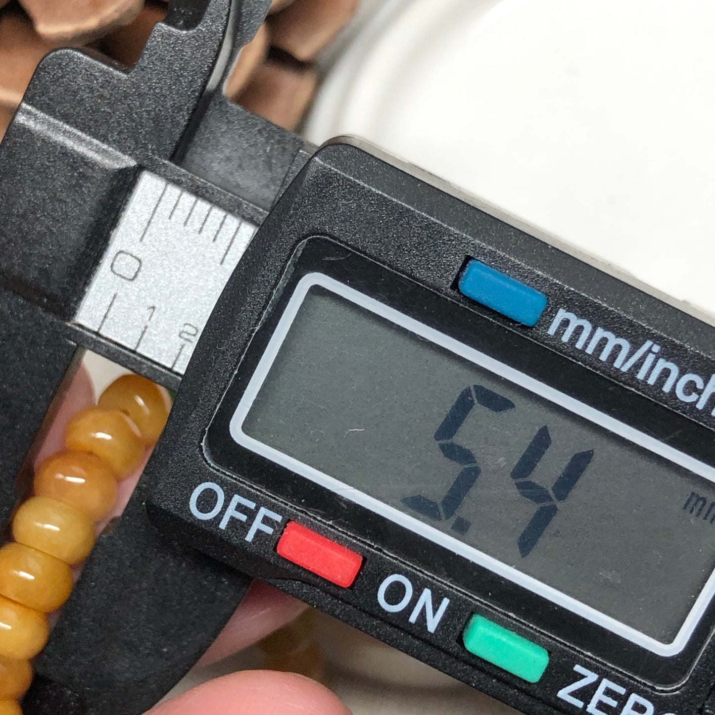 SOLD OUT: 5.4 mm Grade A Yellow Brown Flat Bead Round Jadeite Jade Bead Bracelet 50 pcs.