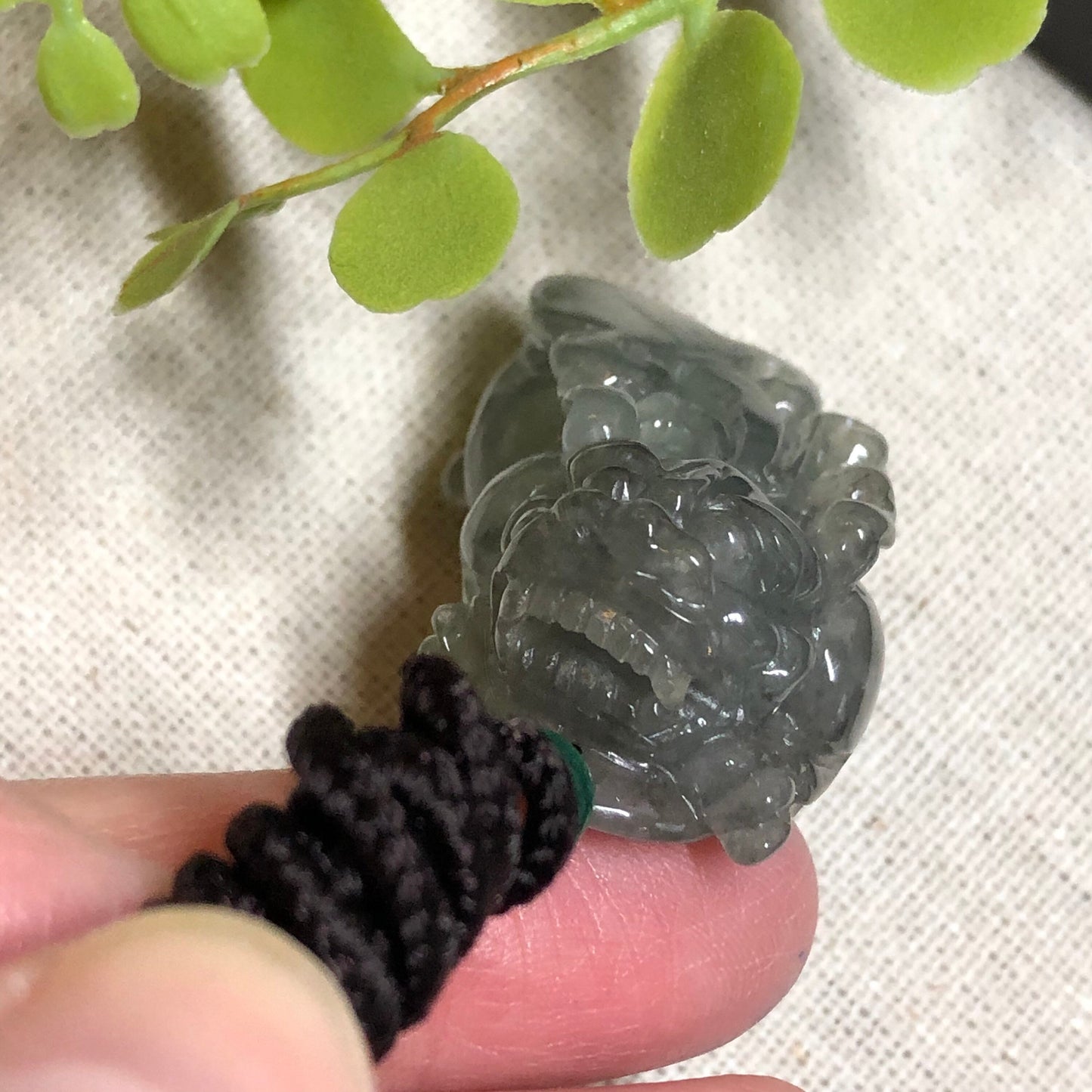 36mm Certified Myanmar Grade A Jadeite Green Wuji Carved Pixiu Keychain or Pendant Display Figurine