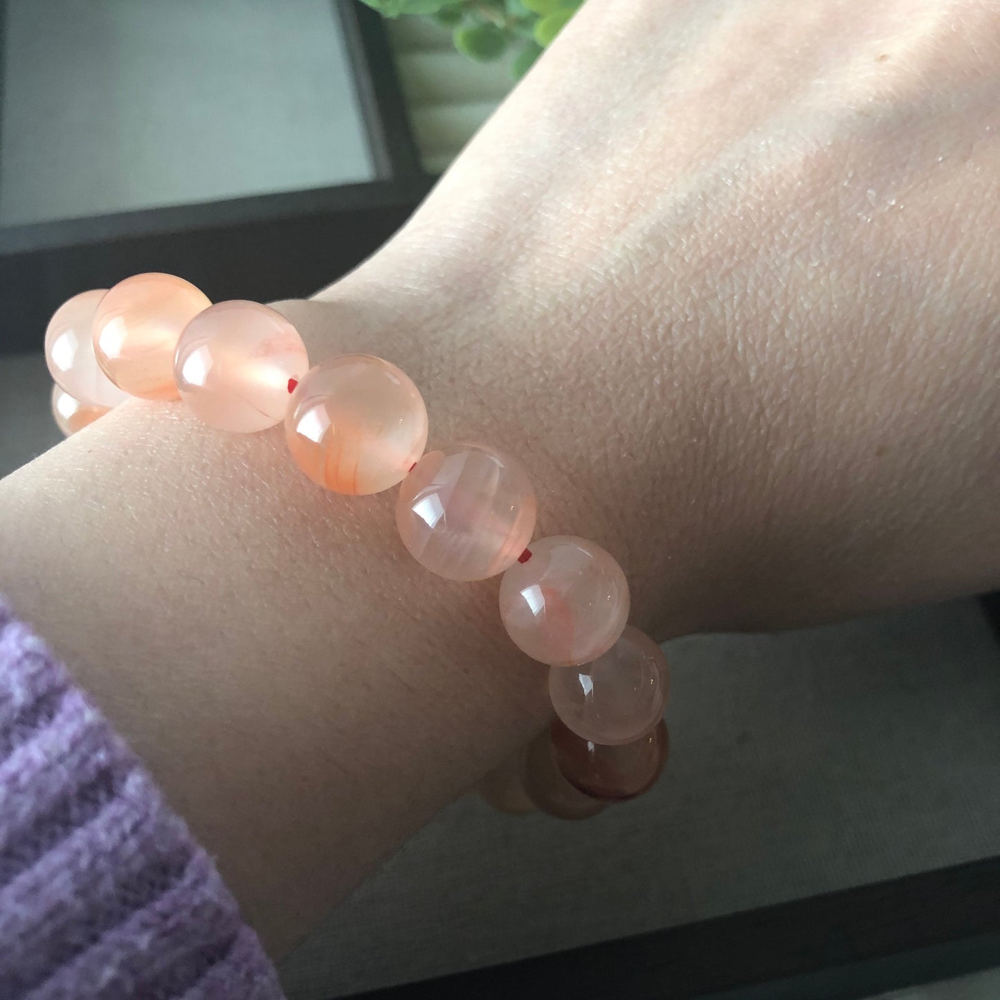 NEW Red Agate Grade A Natural Bead Bracelet Health Circulation Pink Tone