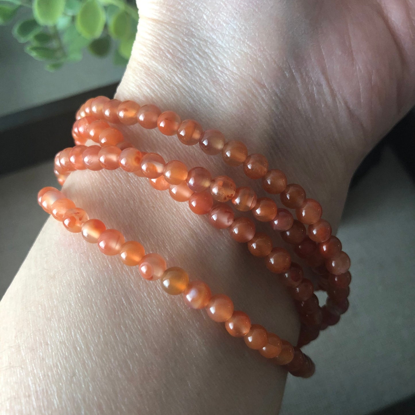 NEW Red Agate Grade A Natural Bead Bracelet Health Circulation Bright Red Tone