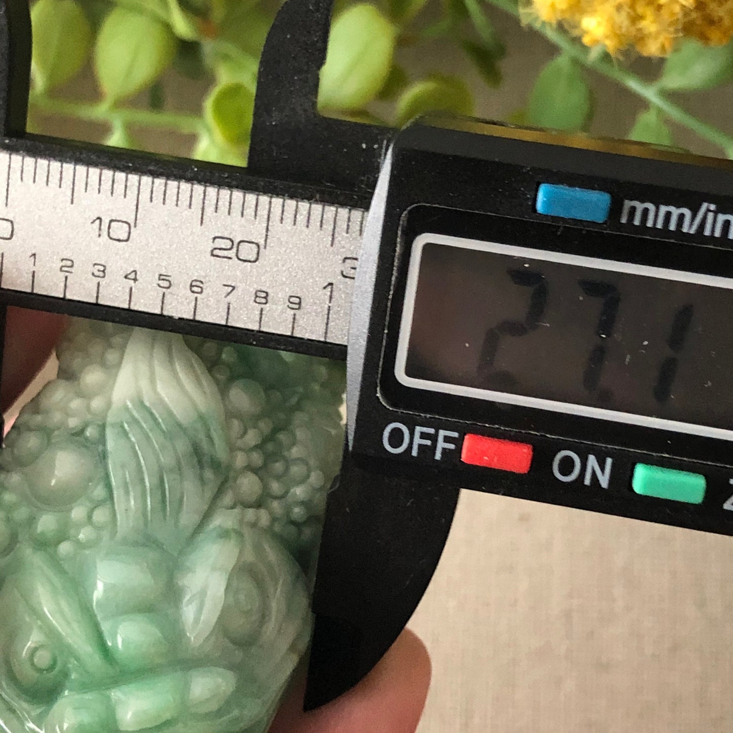 Grade A Earthy Green Carved 3 Legged Toad Jadeite Jade Display Figurine with Wood Stand