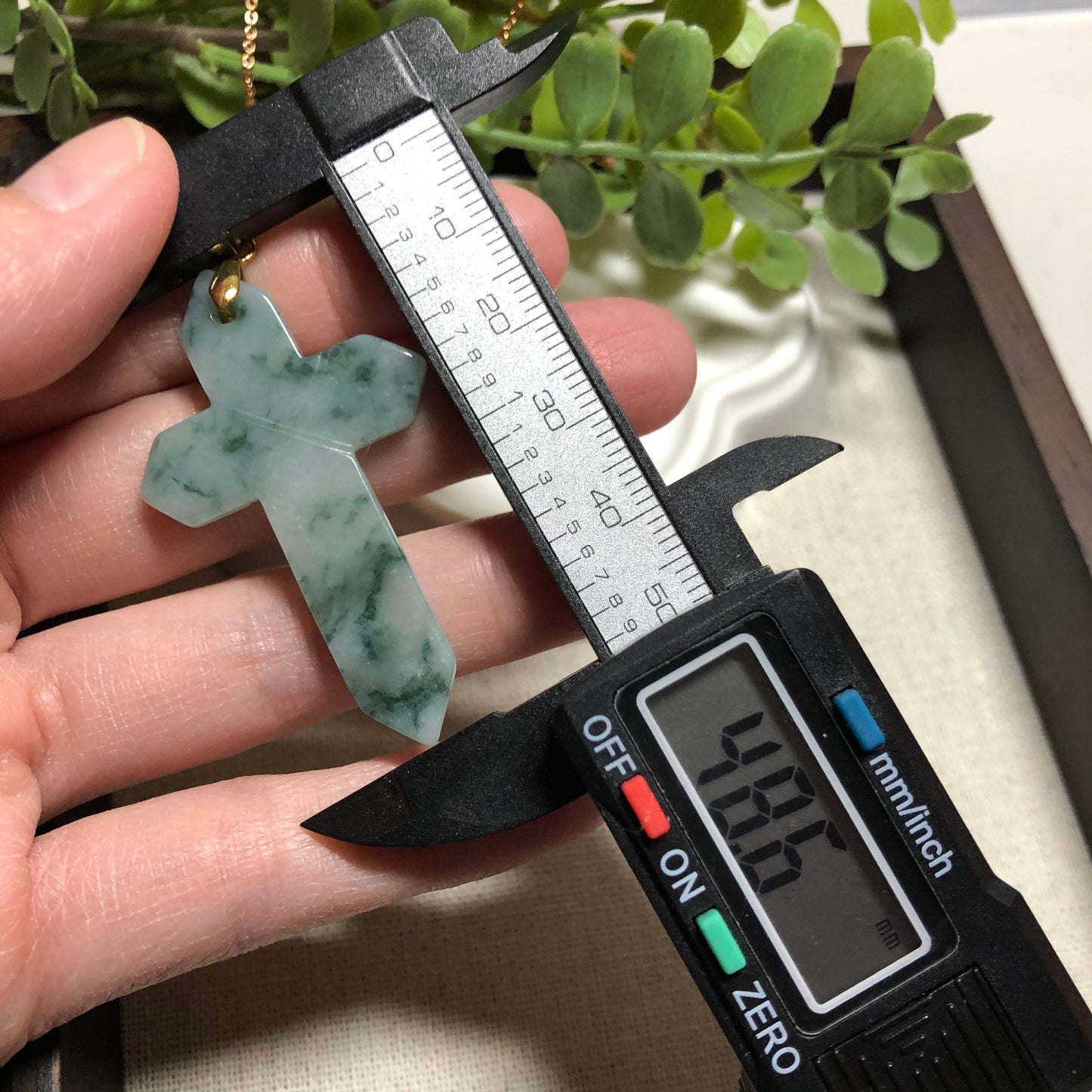 Reserved: 48.6 mm Grade A Green Float Flowers Jadeite Jade Cross with 925 sterling gold buckle necklace