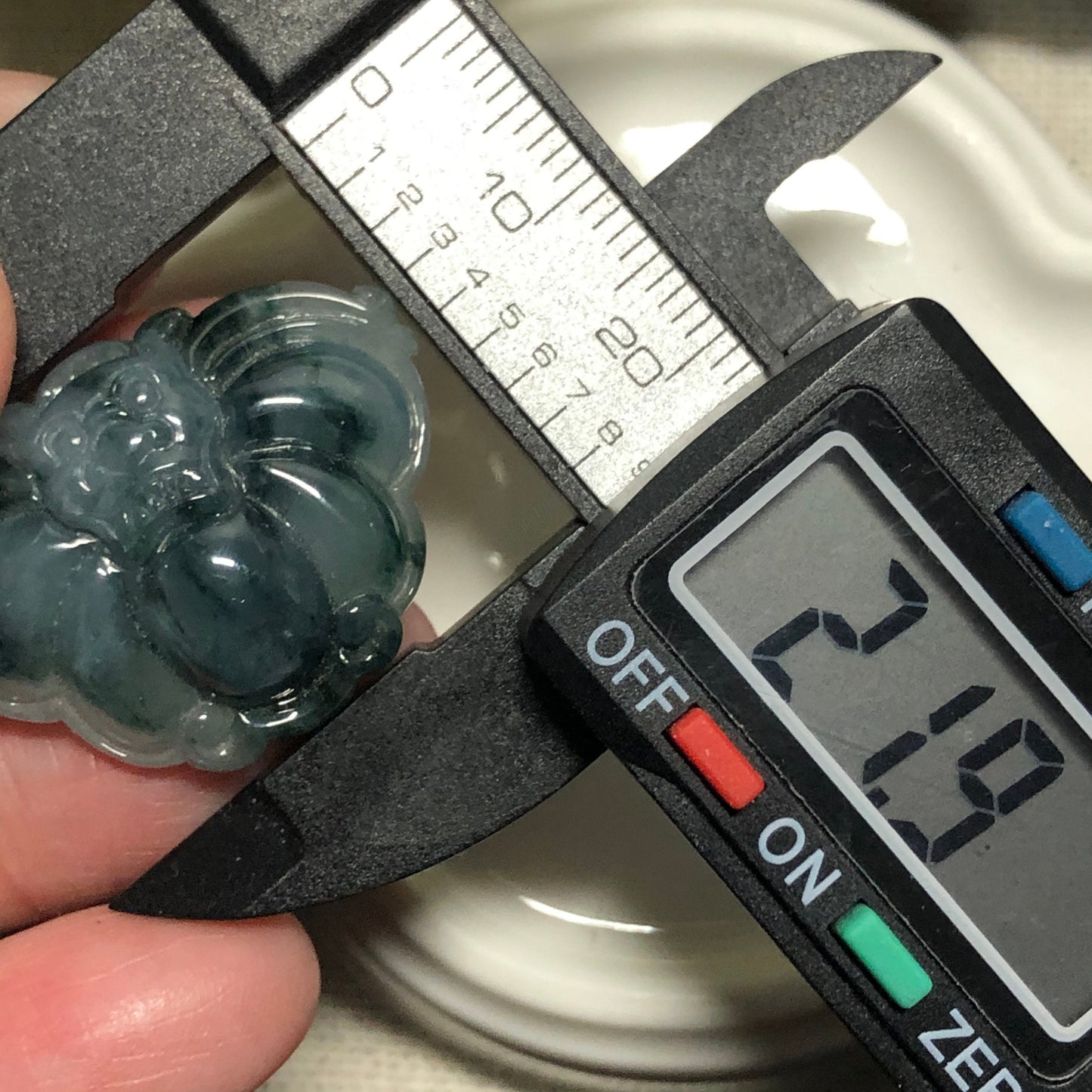SALE: 28.5 mm Grade A Icy Dark Green Wuji Carved Bat Jadeite Jade Pendant
