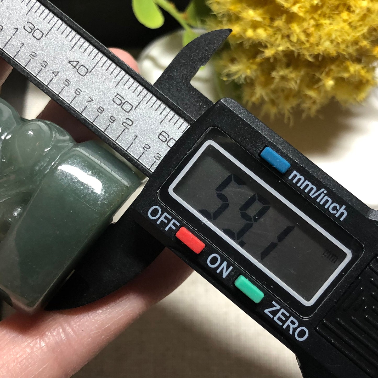 SALE: 59.1mm Certified Myanmar Grade A Jadeite Green Carved Baby Praying Buddha Keychain or Pendant Display Figurine