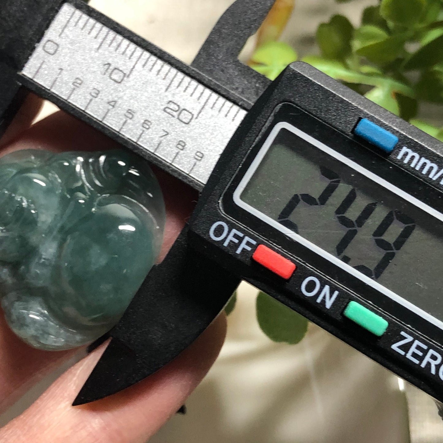 24.9 mm Grade A Jadeite Jade Carved Icy Earthy Green Buddha Pendant Keychain