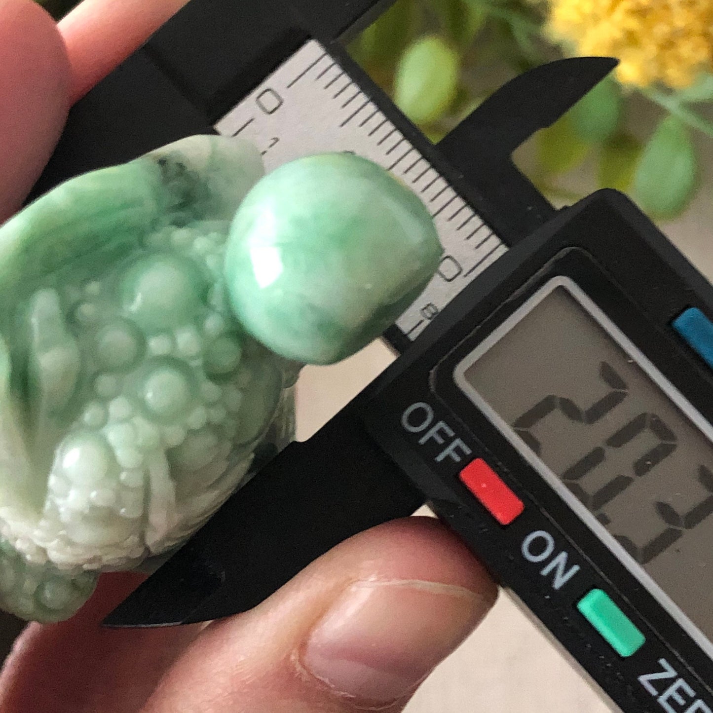 Grade A Earthy Green Carved 3 Legged Toad Jadeite Jade Display Figurine with Wood Stand