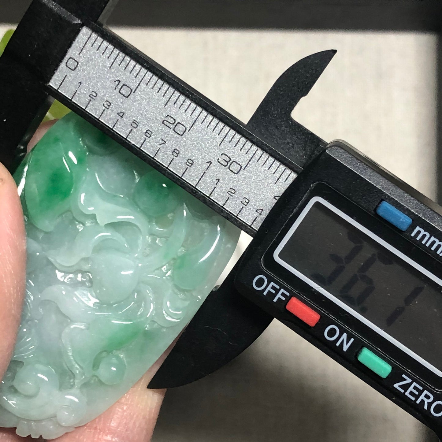56.3 mm Myanmar Grade A Green Moss Carved Lotus Flower Fish Jade Jadeite Pendant