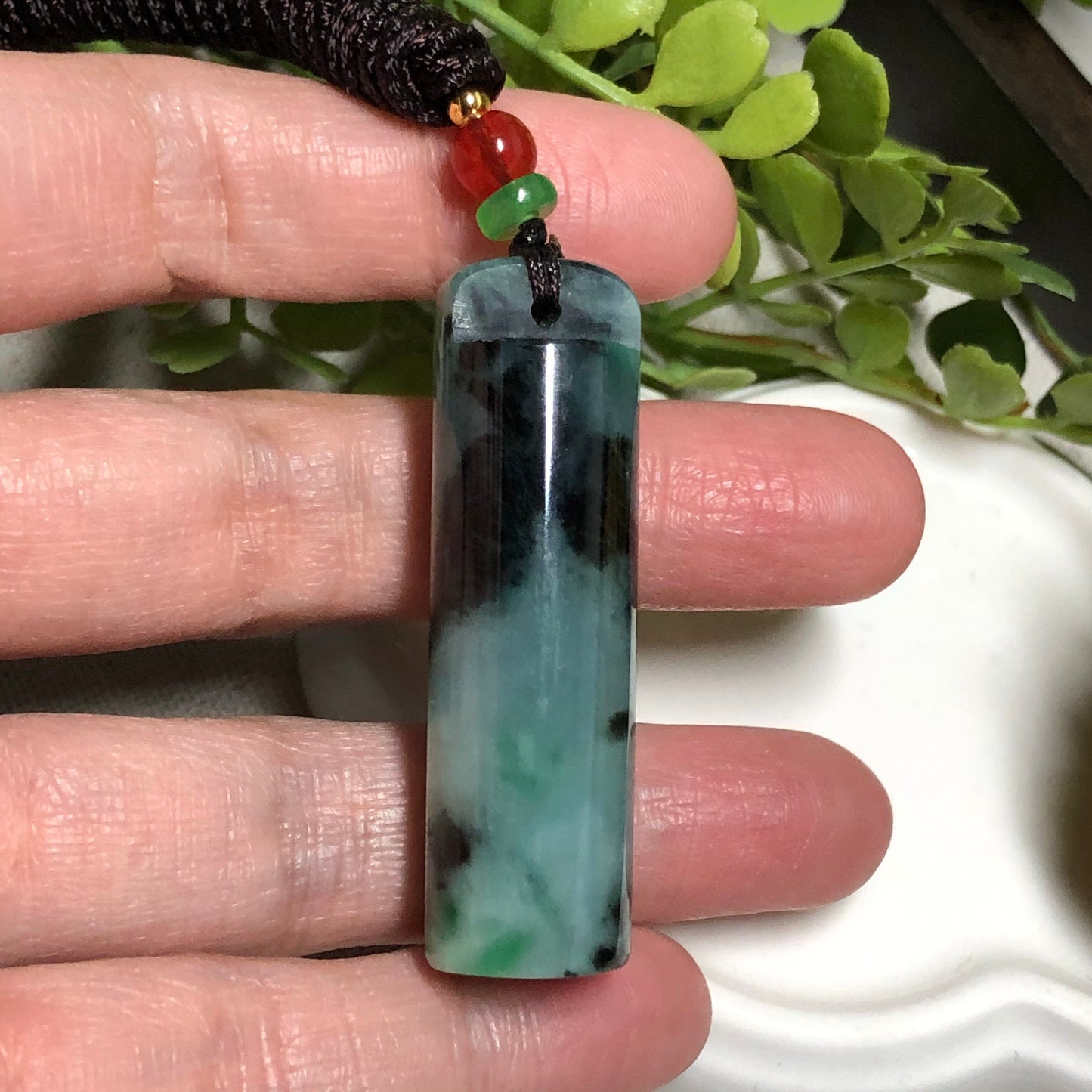 47.1mm Grade A Green Wuji Round Pole Jadeite Jade Glutinous Pendant NEW