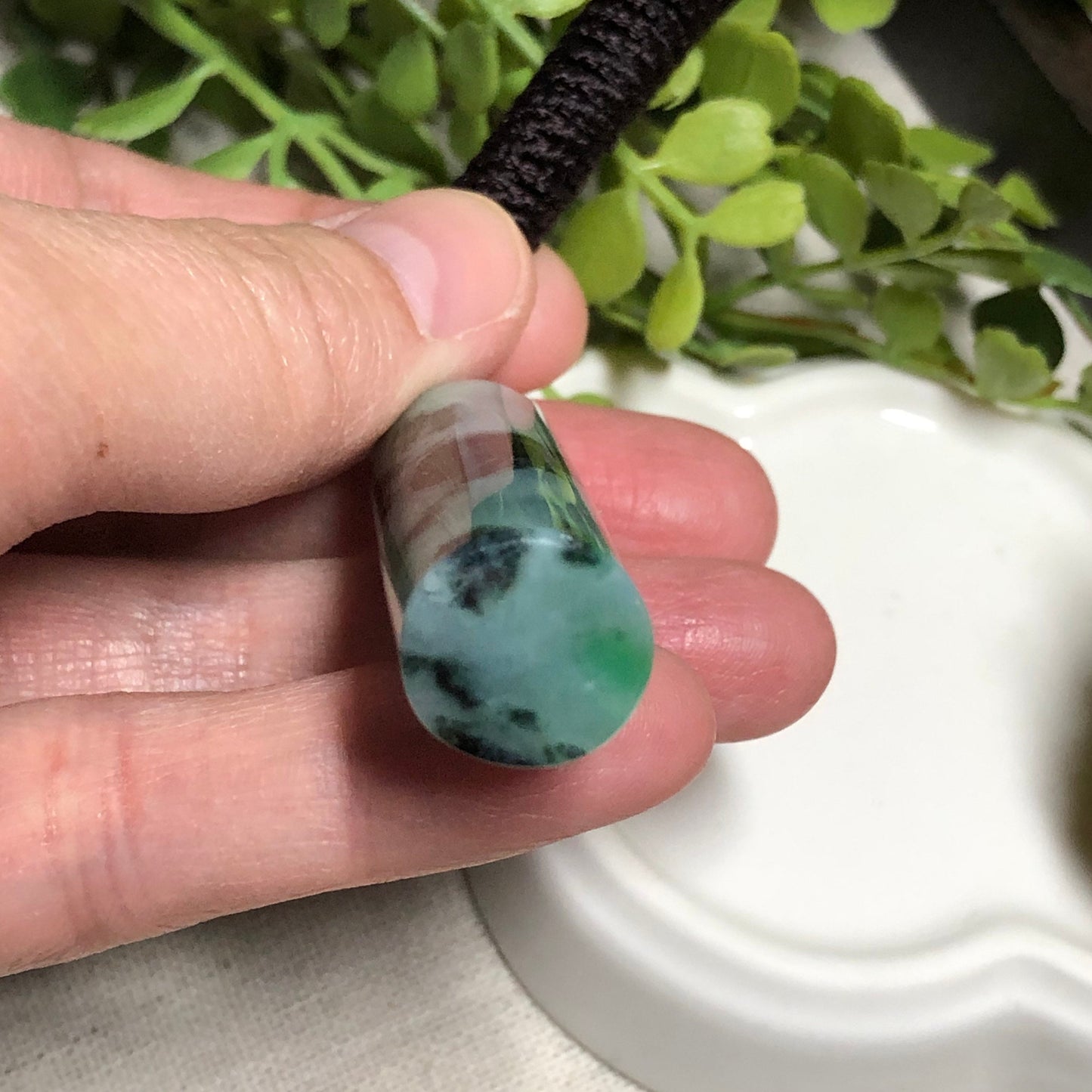 47.1mm Grade A Green Wuji Round Pole Jadeite Jade Glutinous Pendant NEW