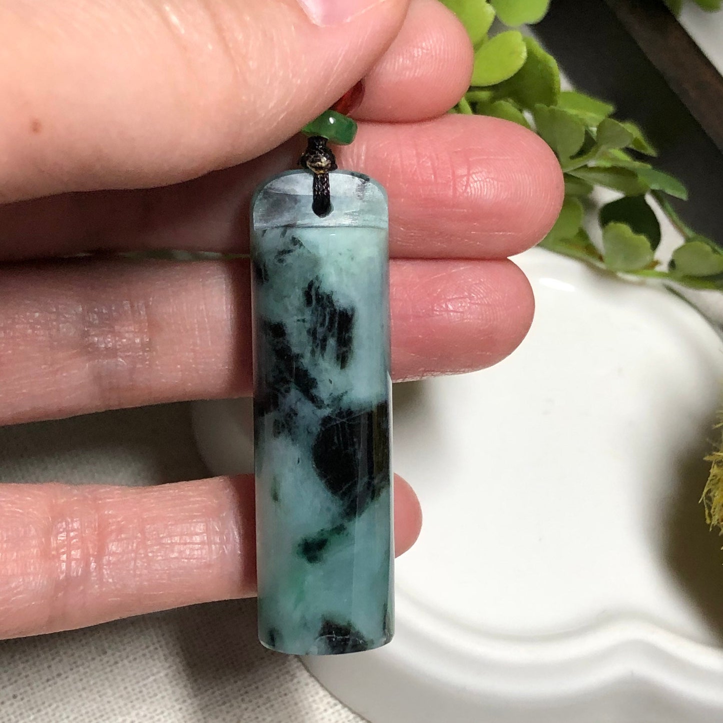 47.1mm Grade A Green Wuji Round Pole Jadeite Jade Glutinous Pendant NEW