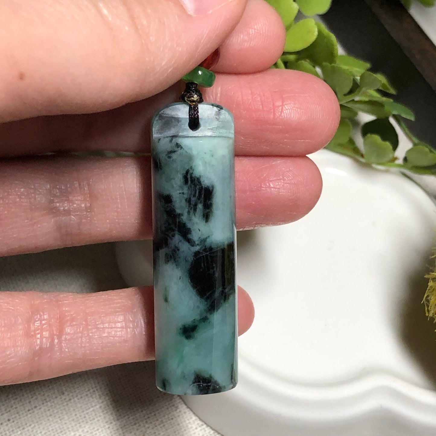 SALE: 47.1mm Grade A Green Wuji Round Pole Jadeite Jade Glutinous Pendant NEW