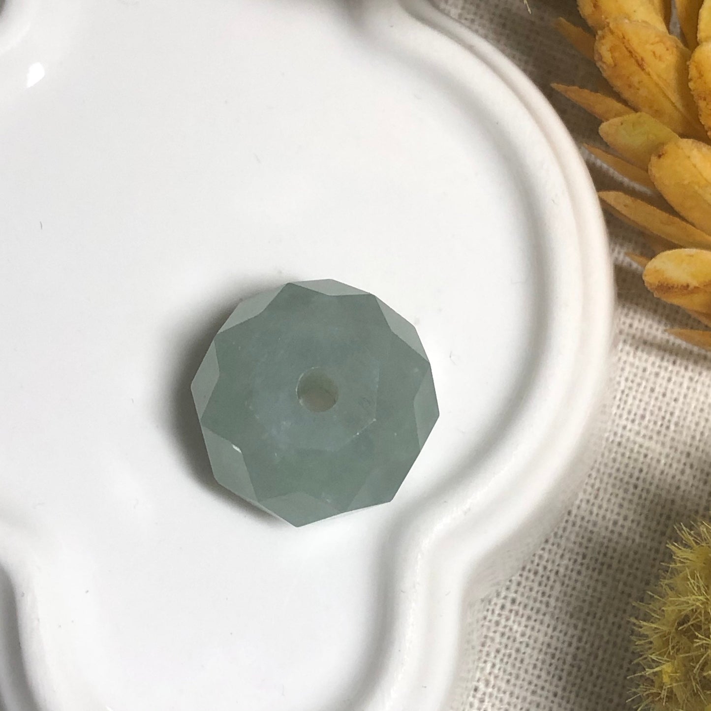18 mm Grade A Icy Glutinous Diamond Cut Water Lake Green Jade Jadeite Barrel Pendant Bracelet
