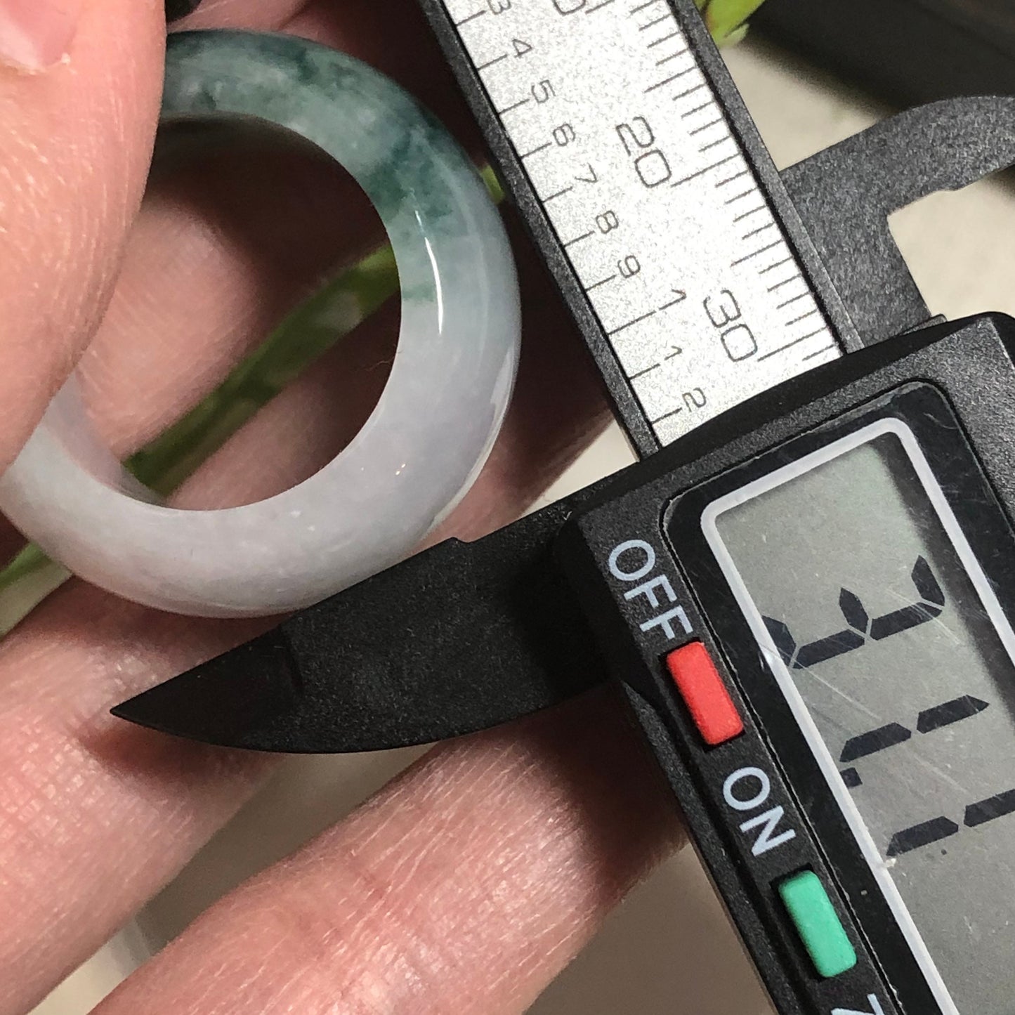 NEW Certified Myanmar Grade A Icy Jadeite Jade Blue Green Float Flowers Band Ring