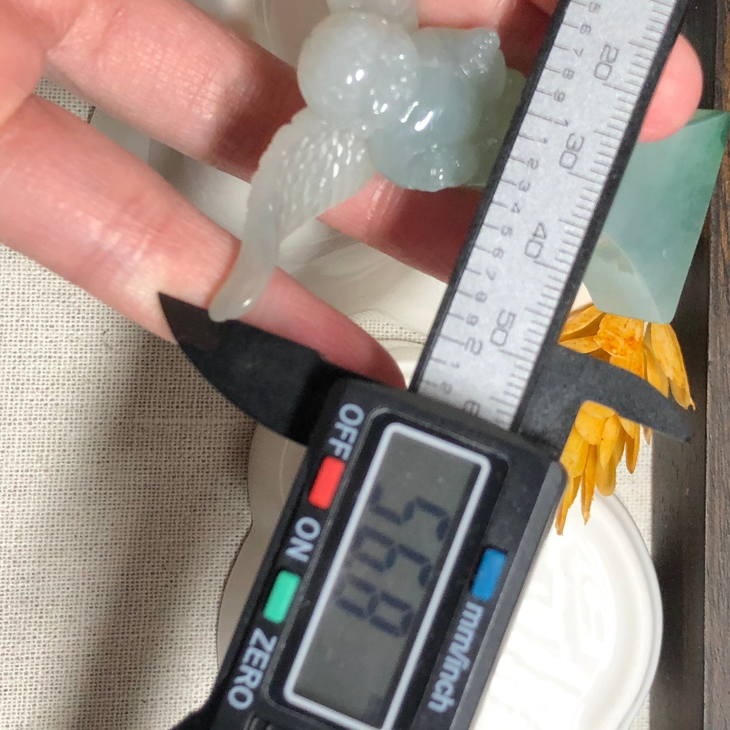 61.1 mm Grade A Jadeite Jade Icy Green Carved Cupid Love Angel Display Figurine Valentines Day