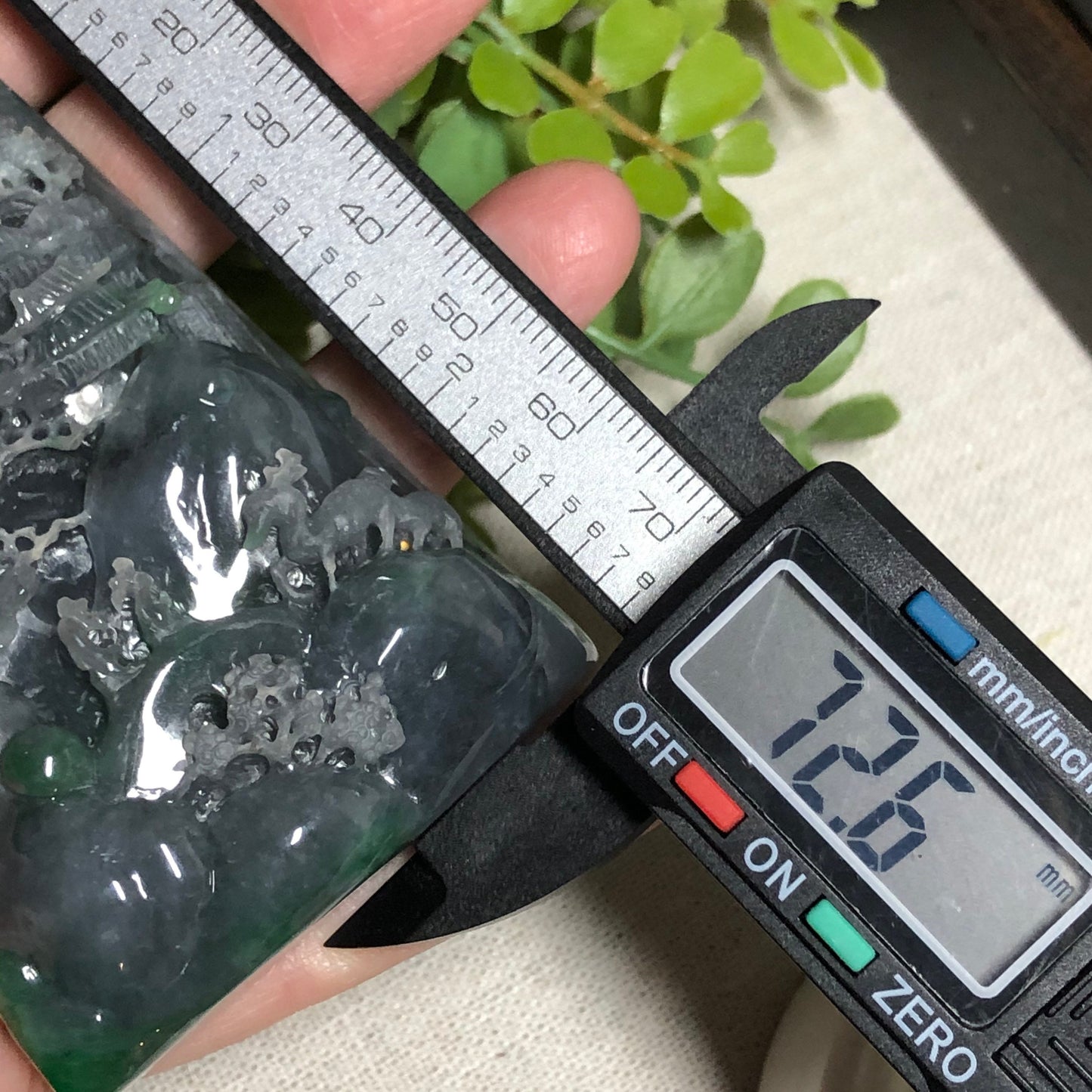 RESERVED: 72.6 mm Certified Grade A Wuji Black Carved Landscape mountain trees Pendant Display