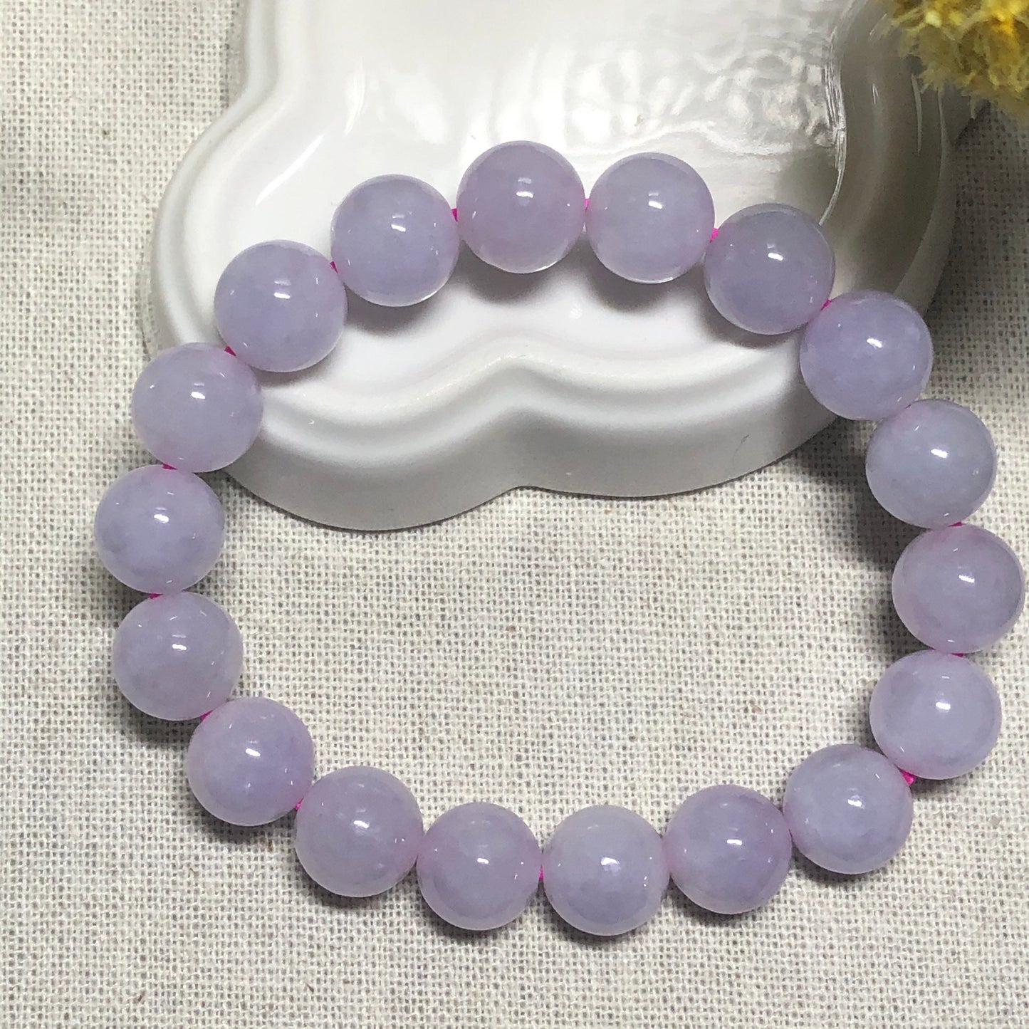 10 mm Certified Grade A Icy Lavender Jade Jadeite Bead Bracelet 18pcs