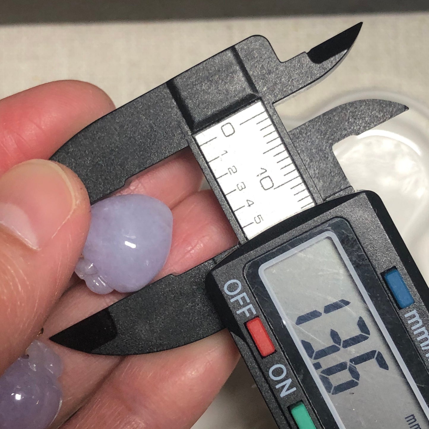 13.6mm Icy Lavender Peach Jadeite Jade Dangle Earring 14K Gold