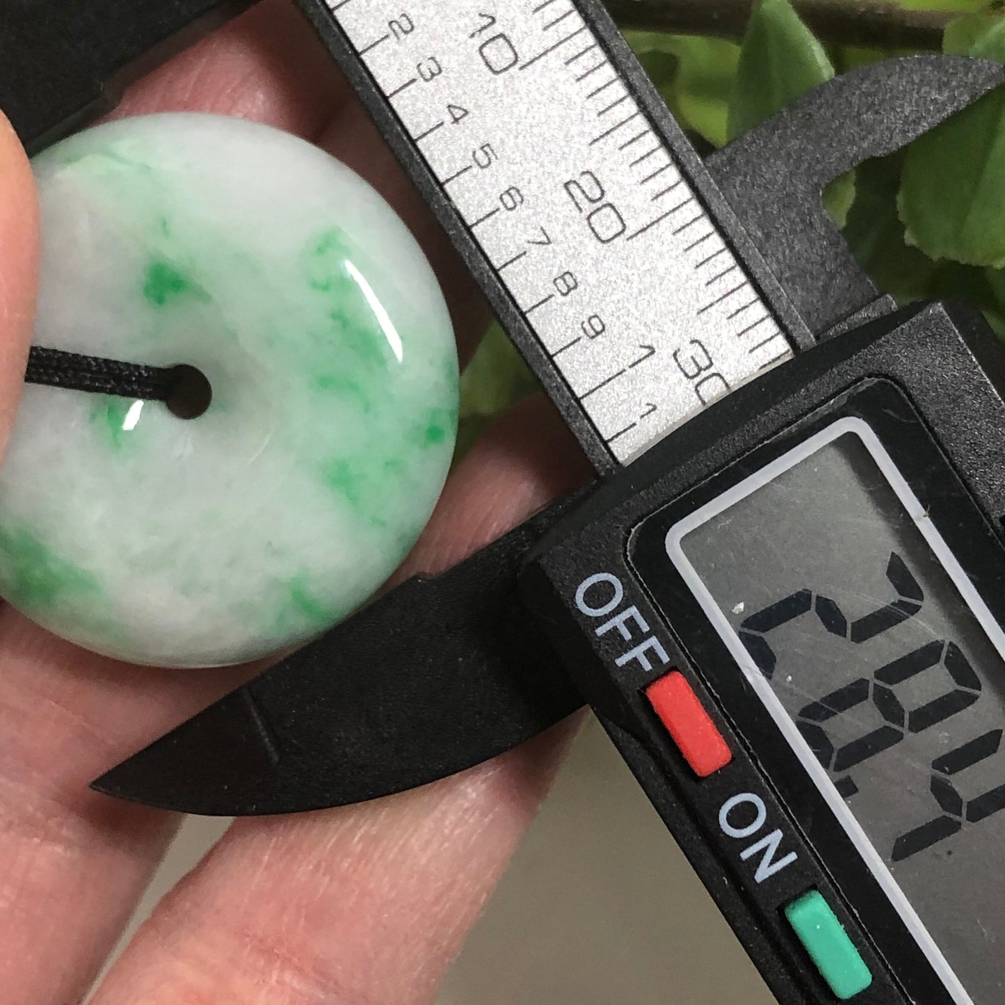 28.4 mm Grade A Icy Green Moss Jadeite Jade Peace Donut Pendant