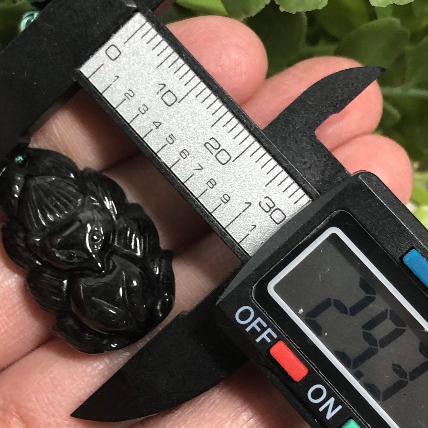 Carved Fox Grade A Wuji Black Jadeite Jade Pendant Display