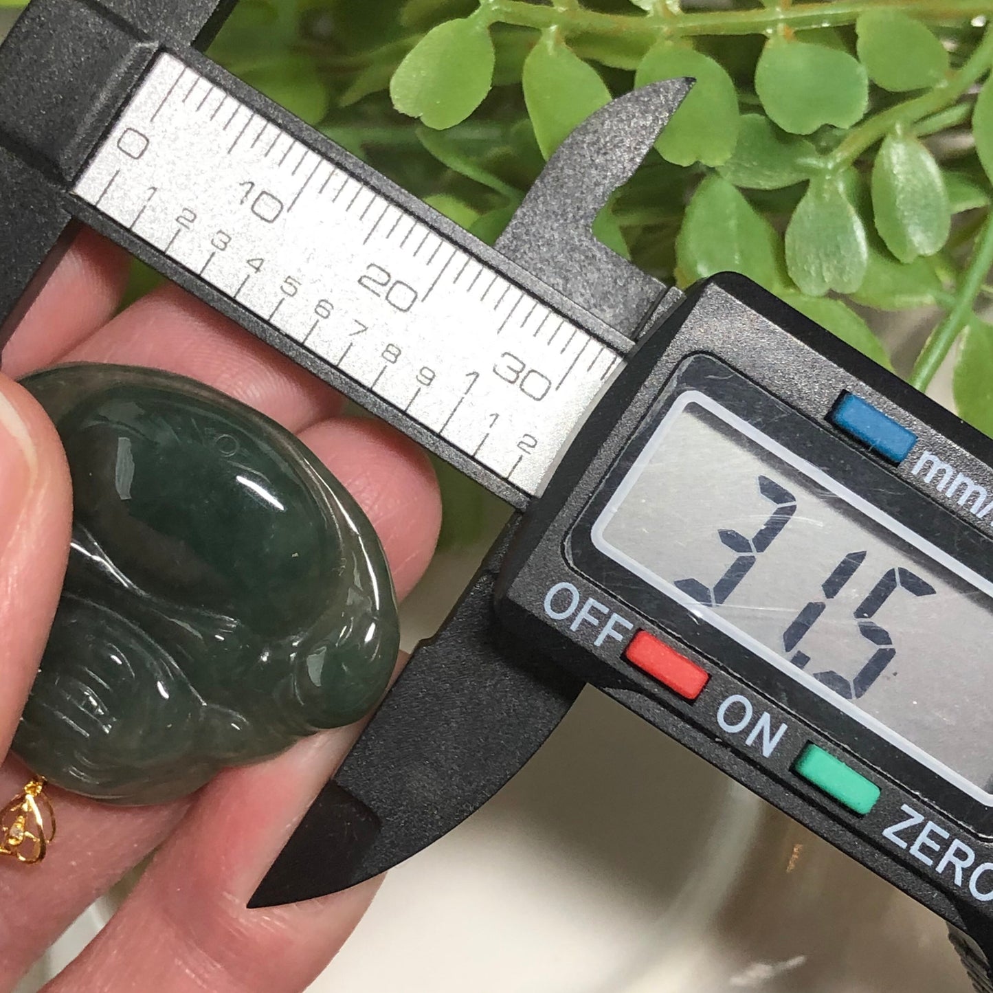 SALE: 31.5mm Grade A Jadeite Jade Carved Icy Happy Buddha Pendant 18K Gold Bail