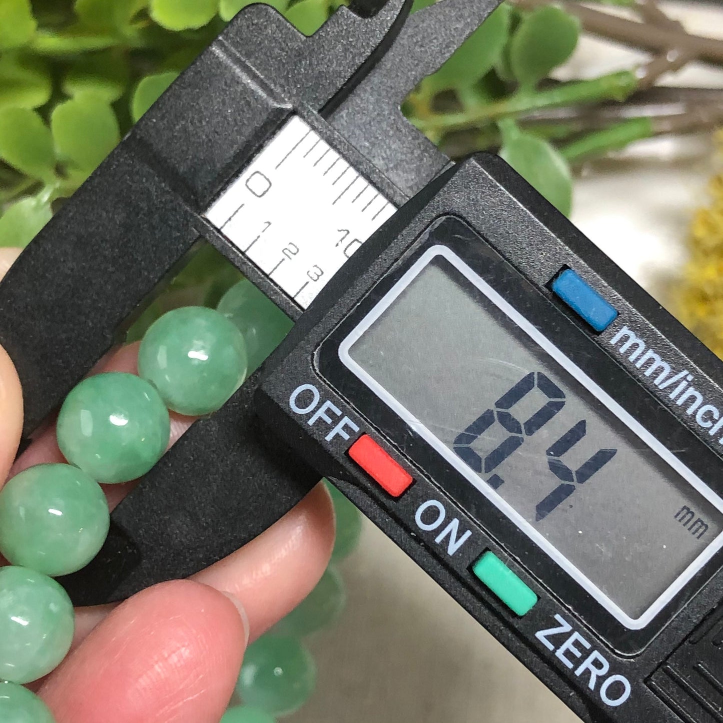 8.4mm Certified Grade A Icy Earthy Green Jade Jadeite Bead Bracelet 21pcs