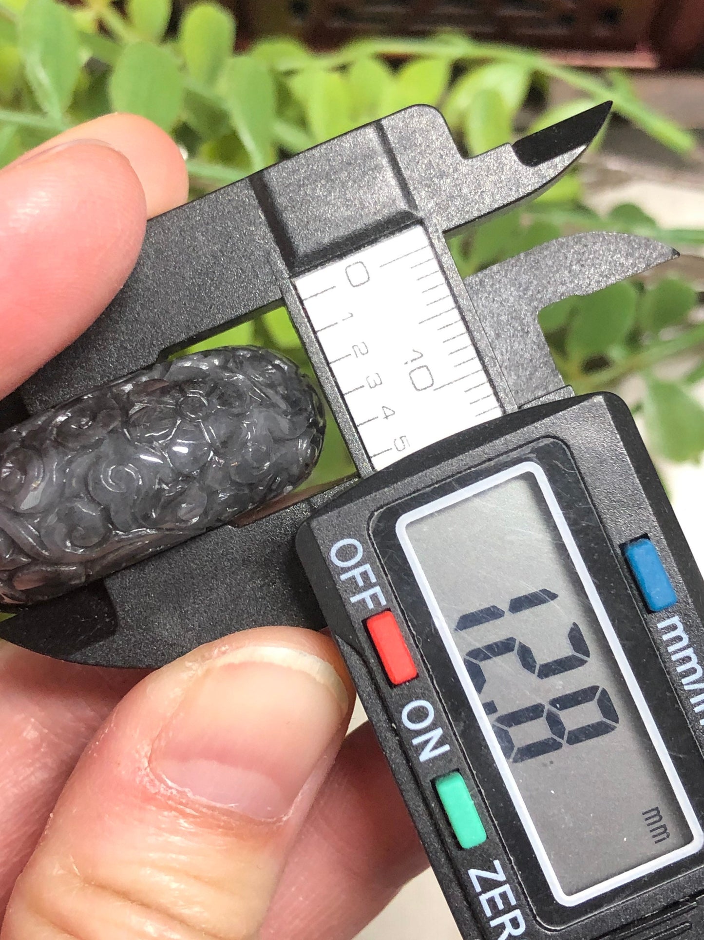 RESERVED: 31.4mm Jadeite Jade Wuji Black Carved Floral Peace Donut Pendant Neck Rope Tie