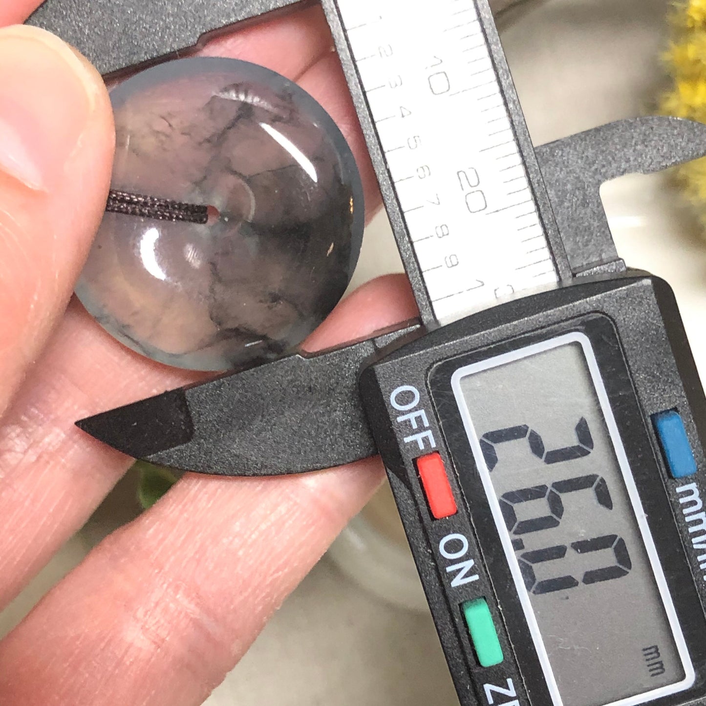 26mm Grade A Jadeite Jade High Icy Wuji Peace Donut Pendant Neck Rope Tie