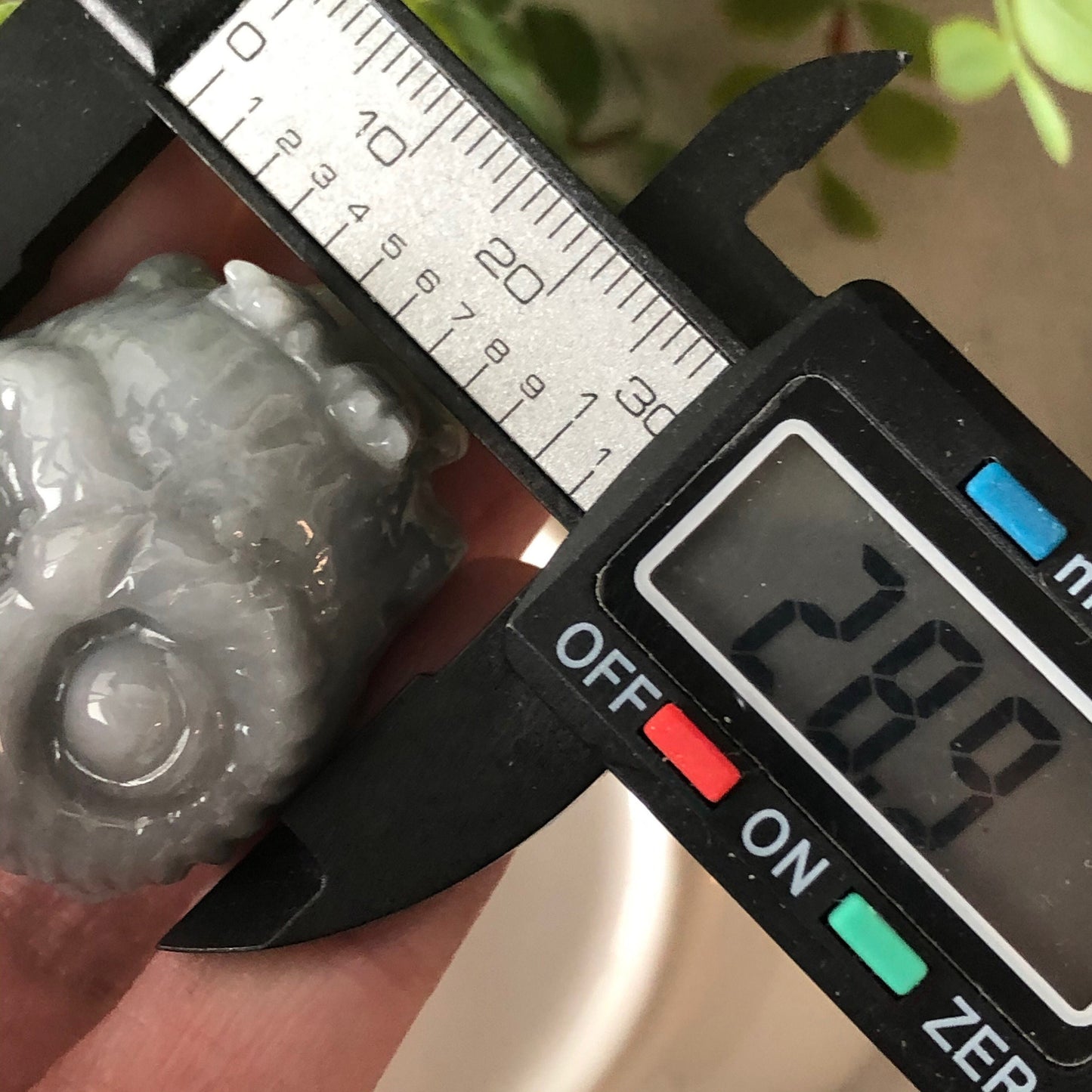 32mm Grade A Jadeite Jade Carved Wuxi Grey Owl Display