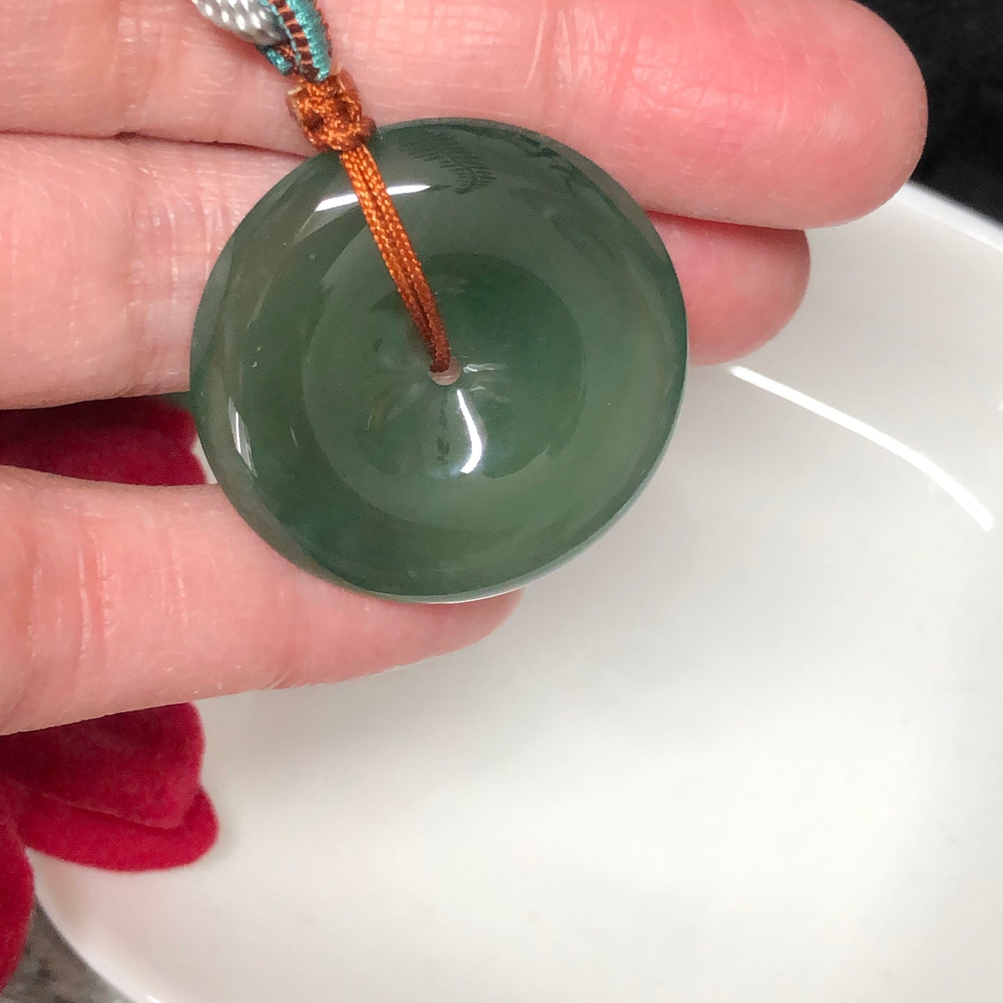 30 mm Certified Grade A Icy Glutionous Olive Green Peace Donut Pendant