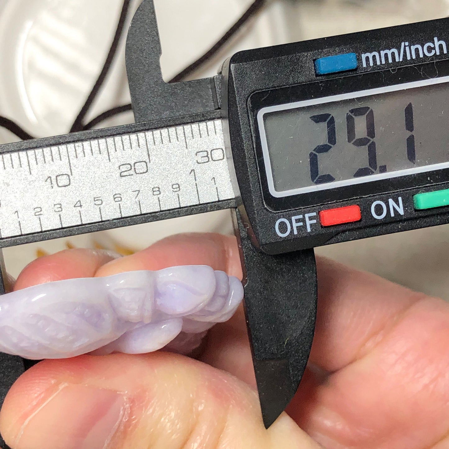 49 mm Grade A Lavender Jadeite Jade Carved Butterfly Pendant Neck Rope Tie